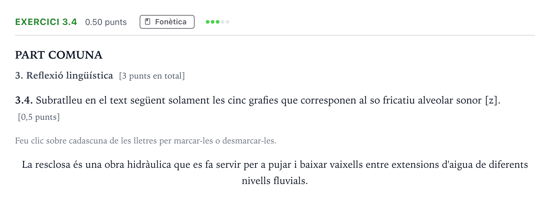 Enunciado: Ejercicio 3.4 - Fonètica · Lengua Catalana y Literatura II Selectividad Cataluña Juny Serie 5 2024
