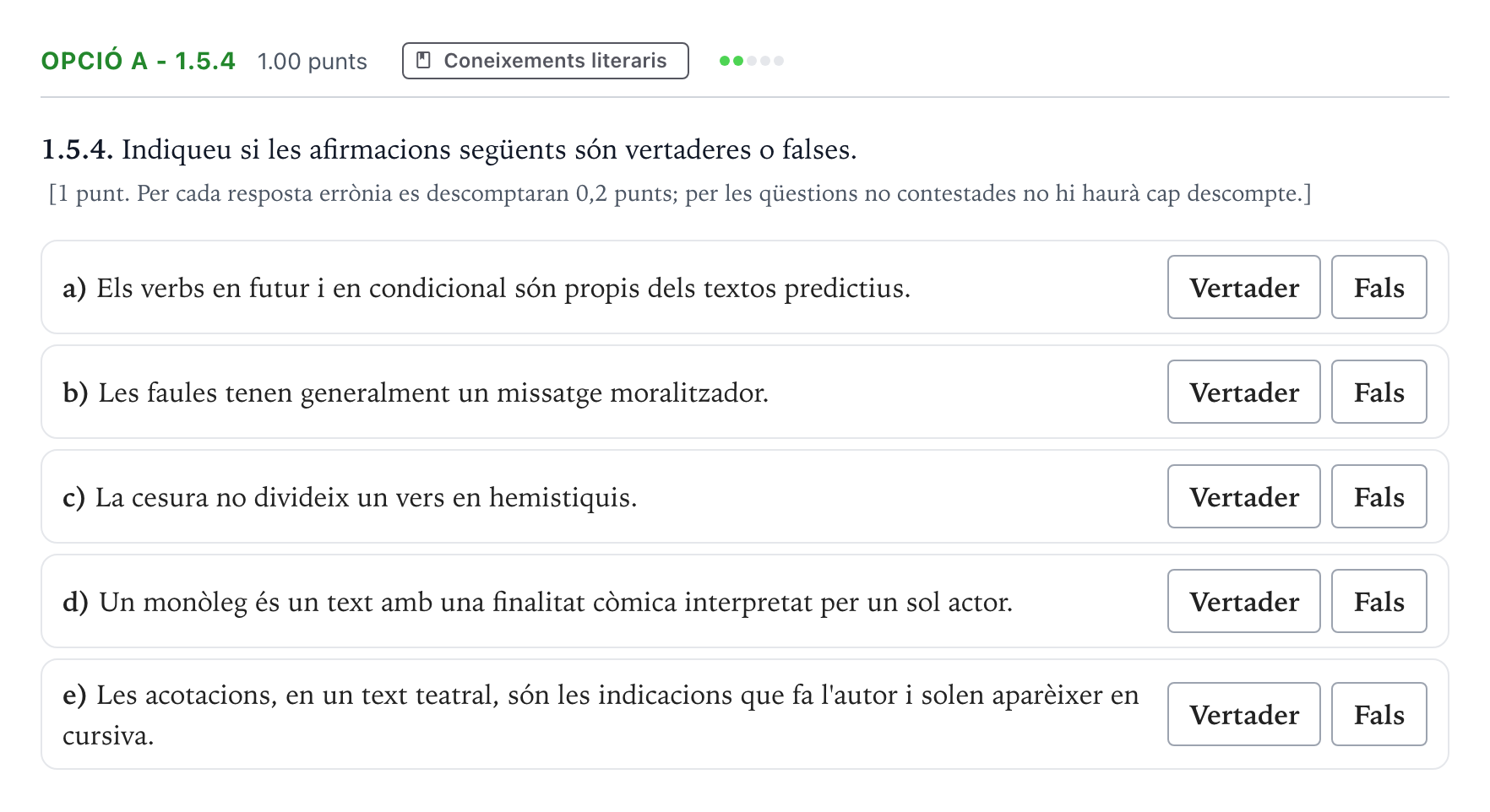 Enunciado: Ejercicio Opció A - 1.5.4 · Lengua Catalana y Literatura II Selectividad Cataluña Setembre Serie 3 2024