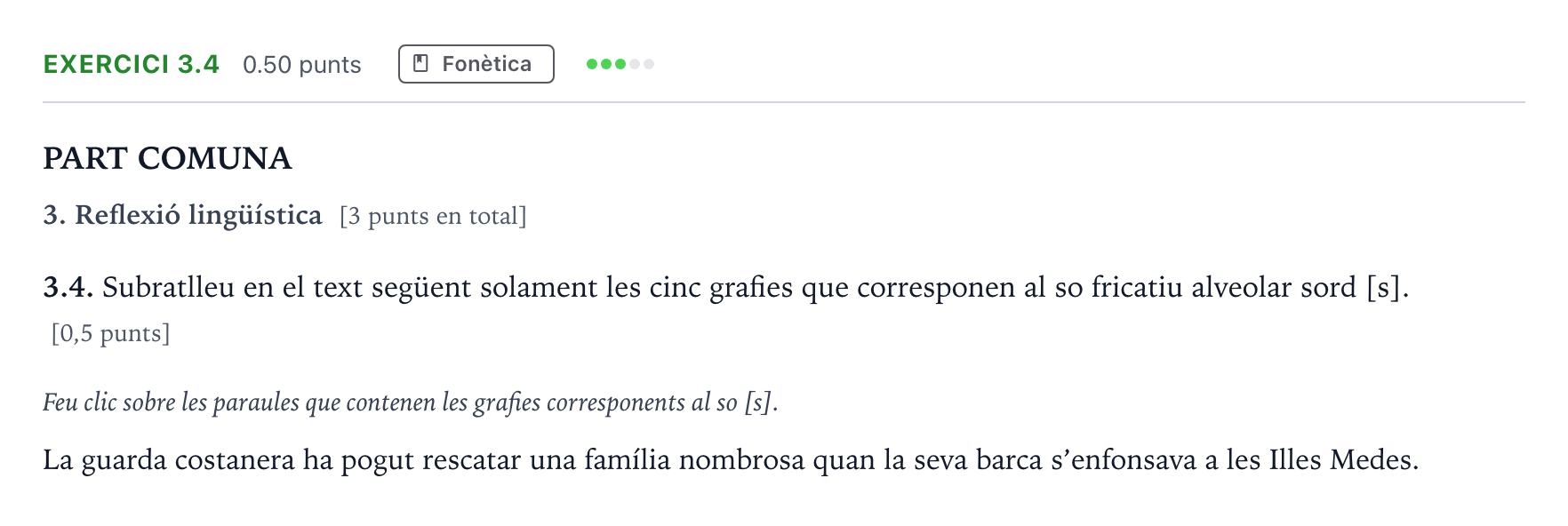 Enunciado: Ejercicio 3.4 · Lengua Catalana y Literatura II Selectividad Cataluña Setembre Serie 3 2024