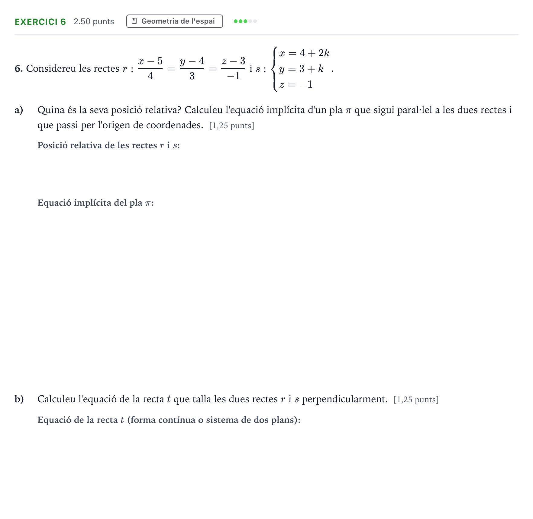 Enunciado: Problema 6 · Matemáticas II Selectividad Cataluña Juny Serie 5 2024