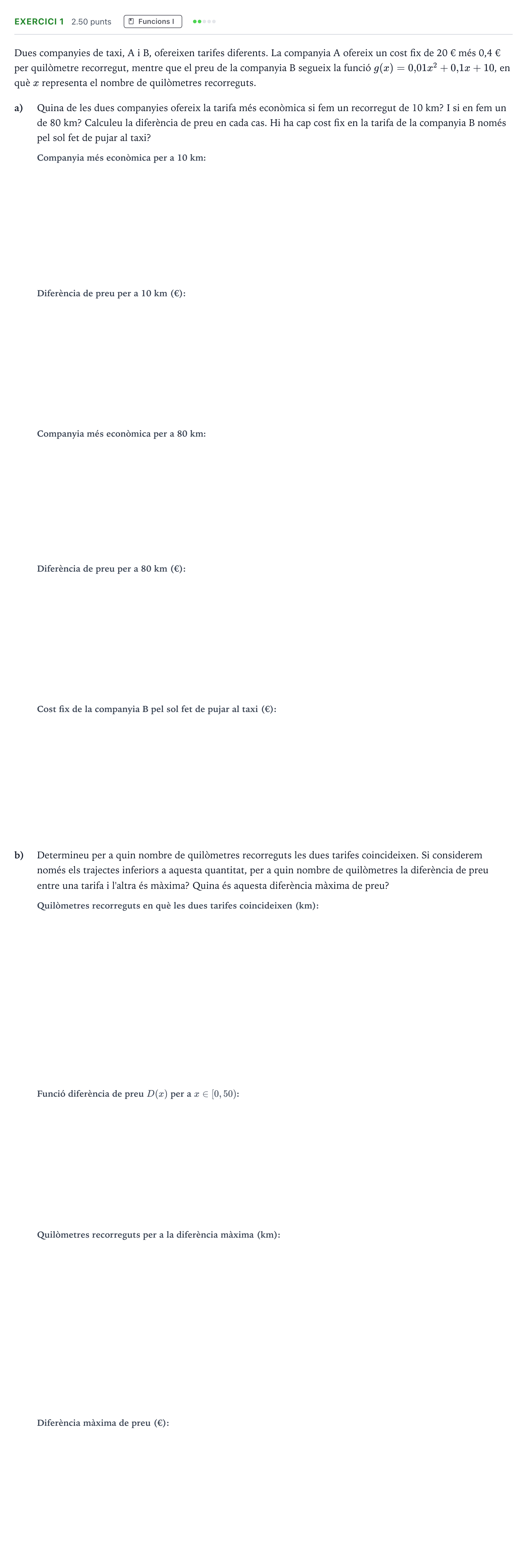 Enunciado: Problema 1 · Matemáticas aplicadas a las Ciencias Sociales II Selectividad Cataluña Juny Serie 1 2024