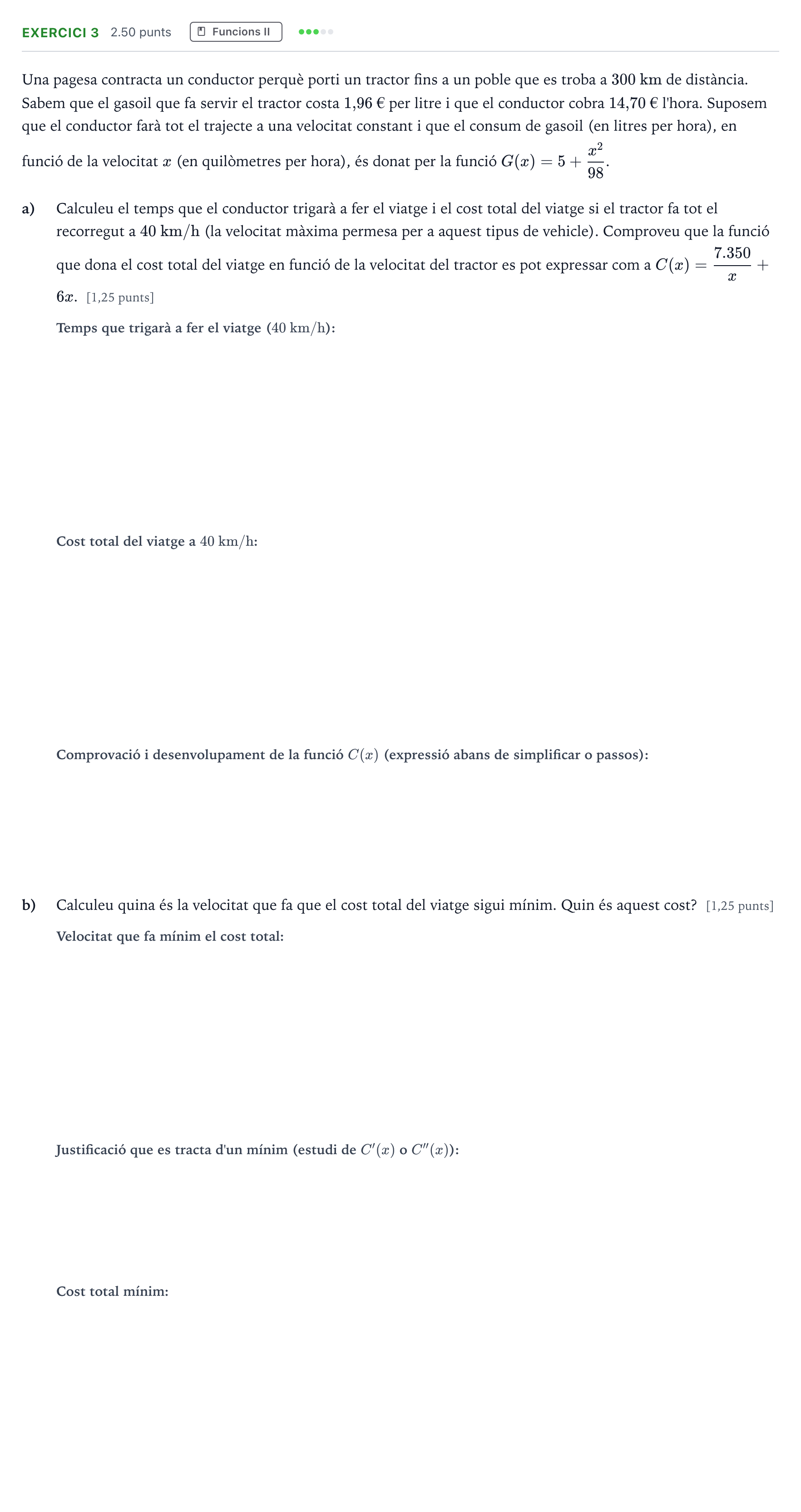 Enunciado: Problema 3 · Matemáticas aplicadas a las Ciencias Sociales II Selectividad Cataluña Juny Serie 1 2024