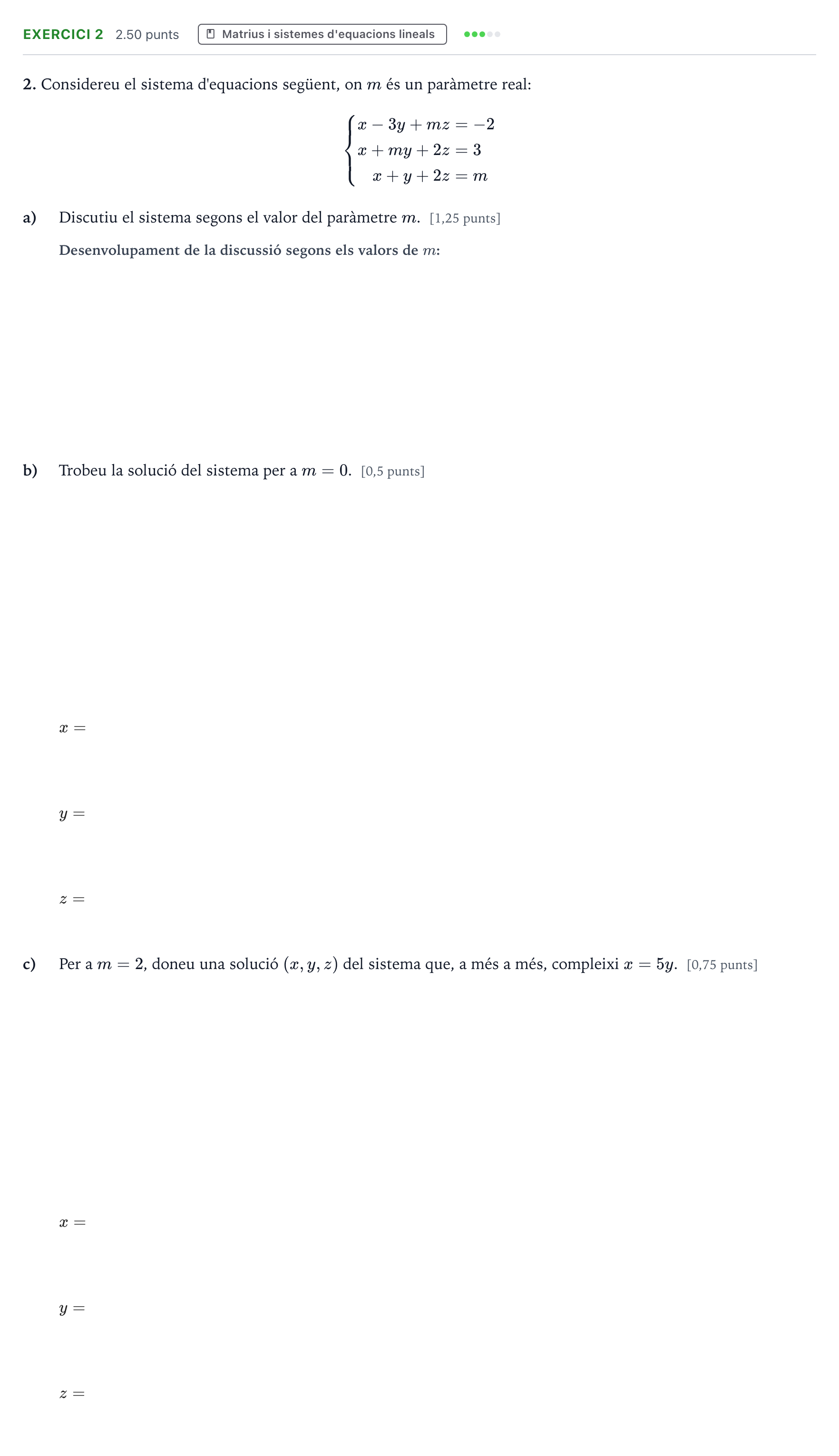 Enunciado: Problema 2 · Matemáticas II Selectividad Cataluña Setembre Serie 3 2024