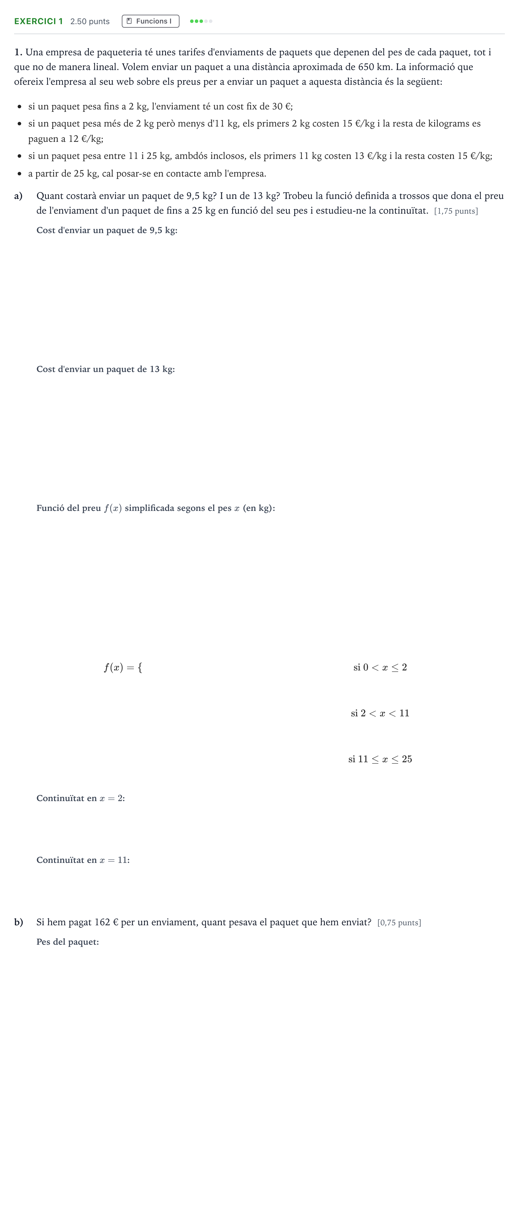 Enunciado: Problema 1 · Matemáticas aplicadas a las Ciencias Sociales II Selectividad Cataluña Juny Serie 5 2024
