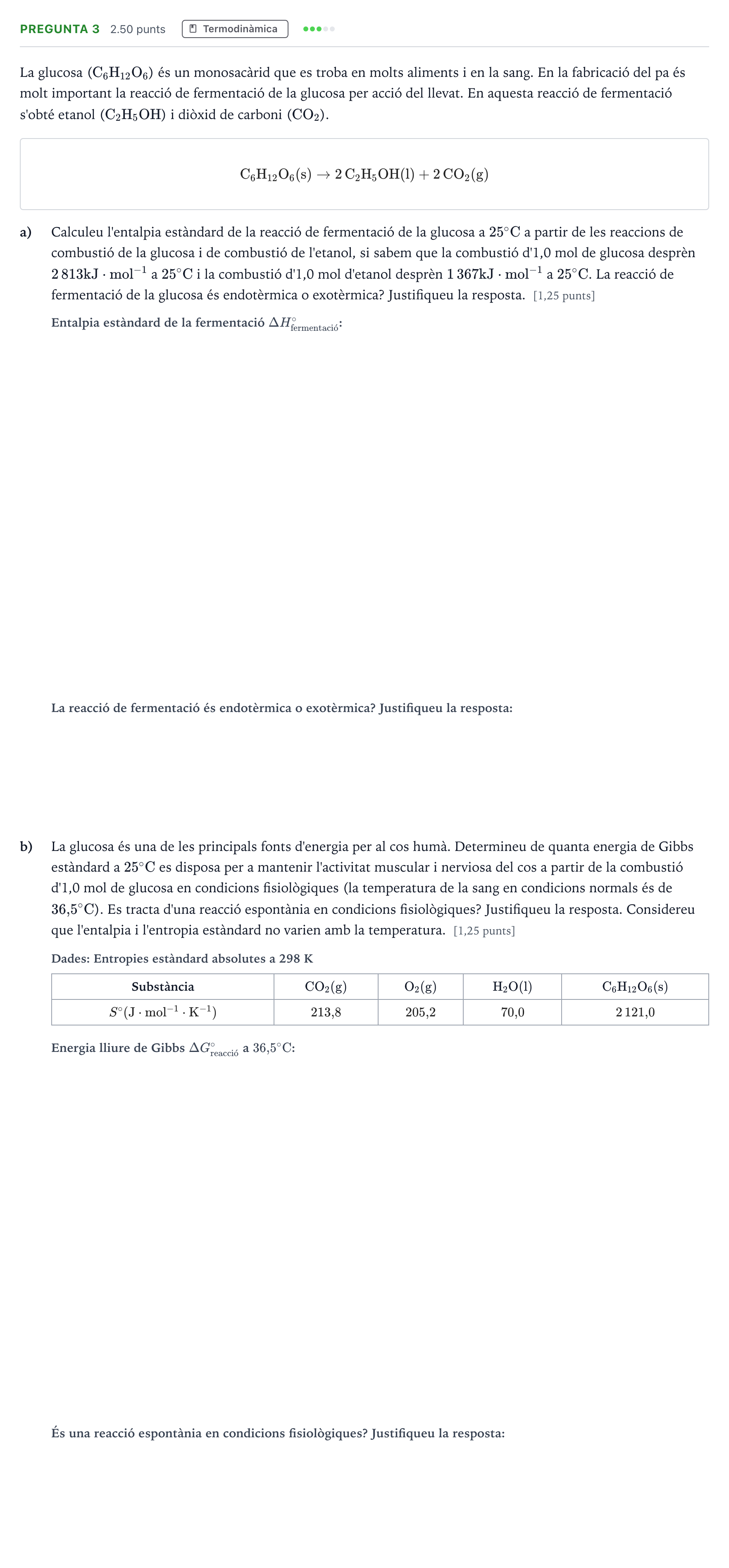 Enunciado: Pregunta 3 · Química Selectividad Cataluña Juny Serie 1 2024