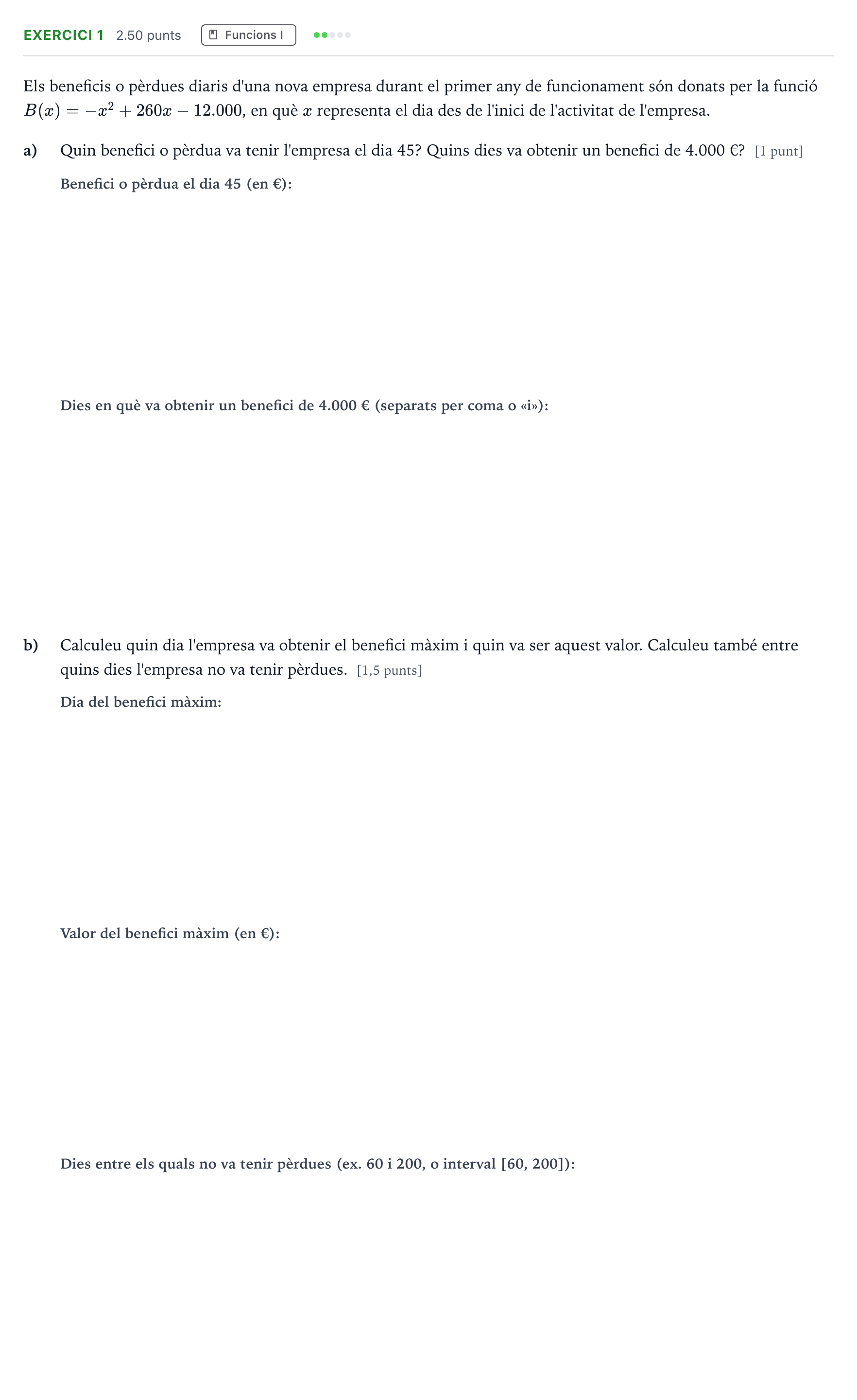 Enunciado: Problema 1 · Matemáticas aplicadas a las Ciencias Sociales II Selectividad Cataluña Setembre Serie 3 2024