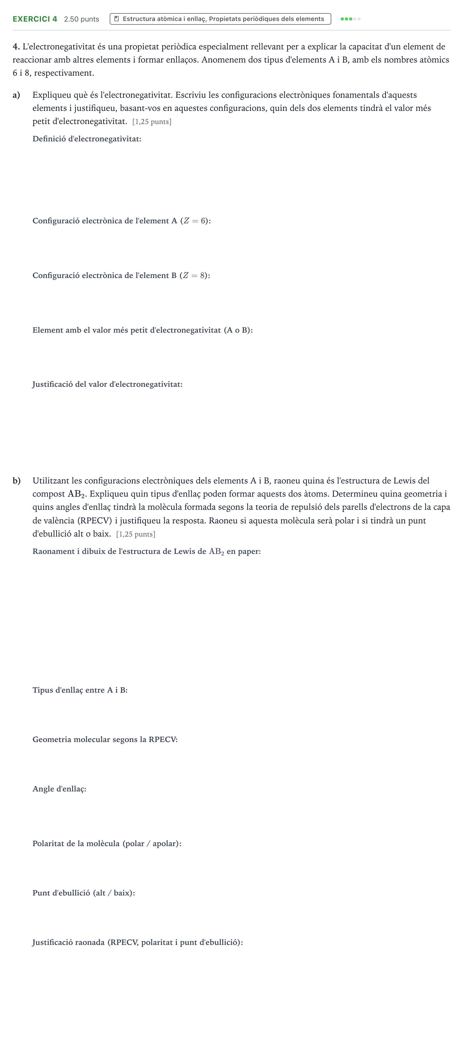 Enunciado: Problema 4 · Química Selectividad Cataluña Juny Serie 5 2024