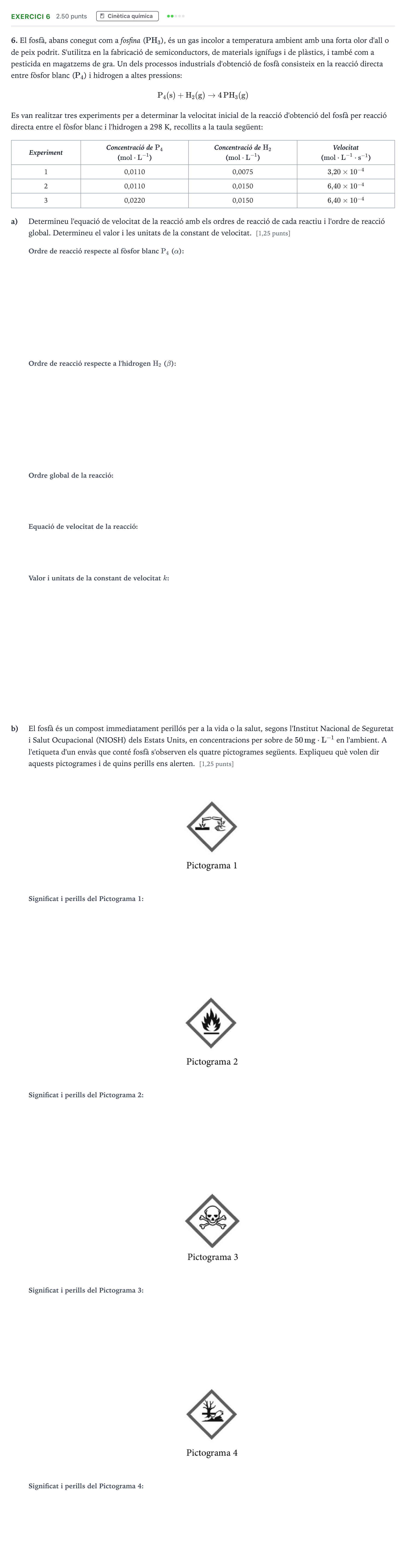 Enunciado: Problema 6 · Química Selectividad Cataluña Juny Serie 5 2024