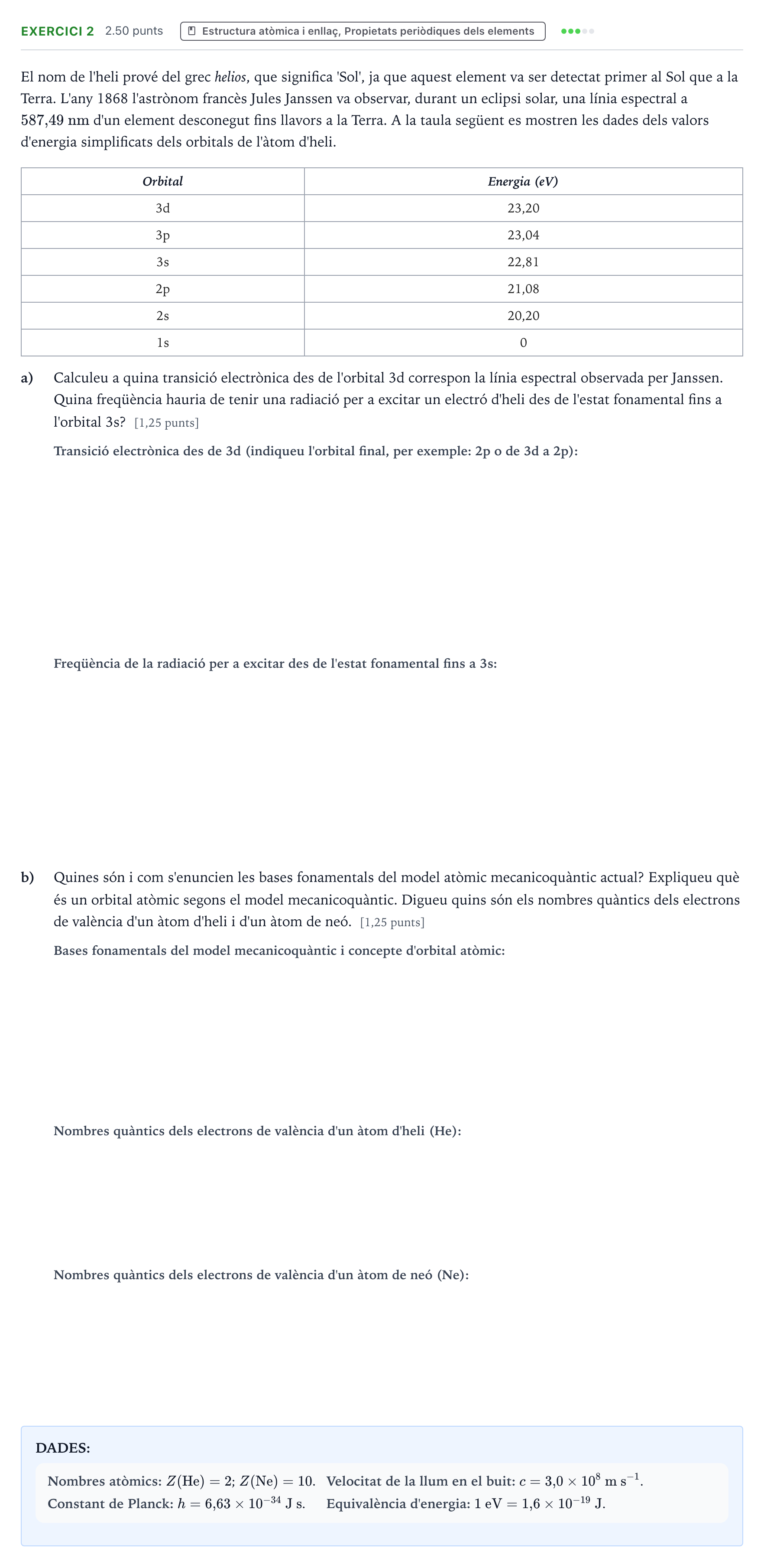 Enunciado: Problema 2 · Química Selectividad Cataluña Setembre Serie 3 2024