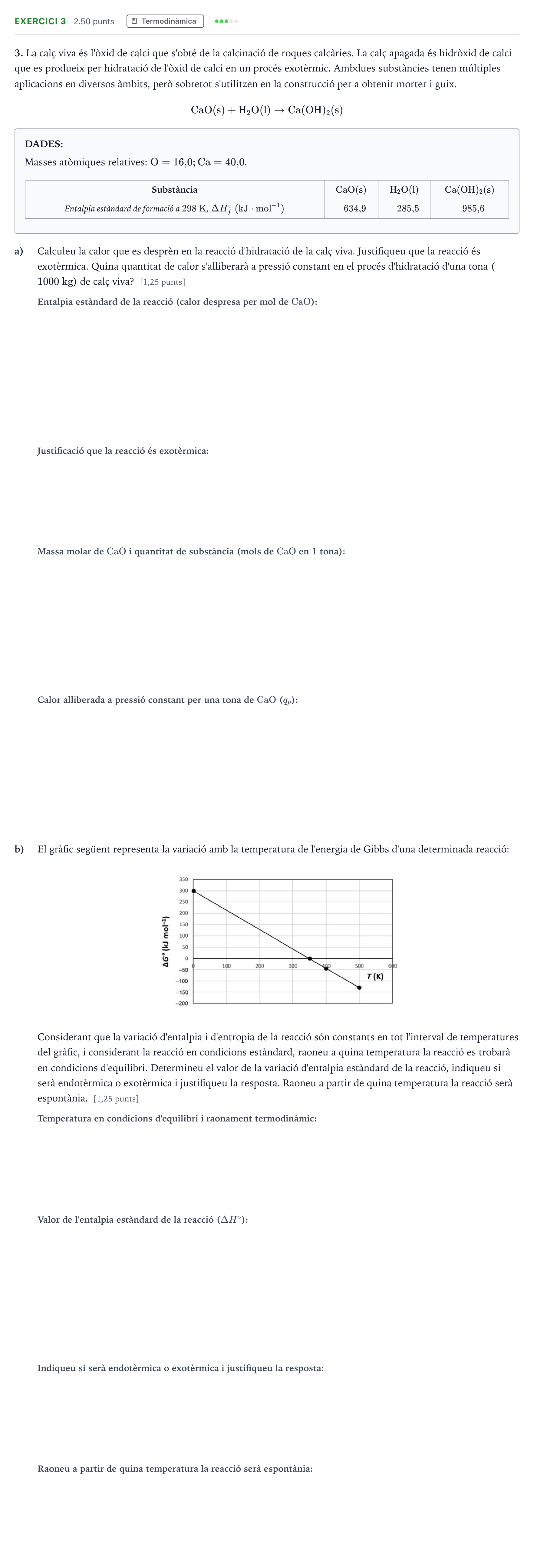 Enunciado: Problema 3 · Química Selectividad Cataluña Setembre Serie 3 2024