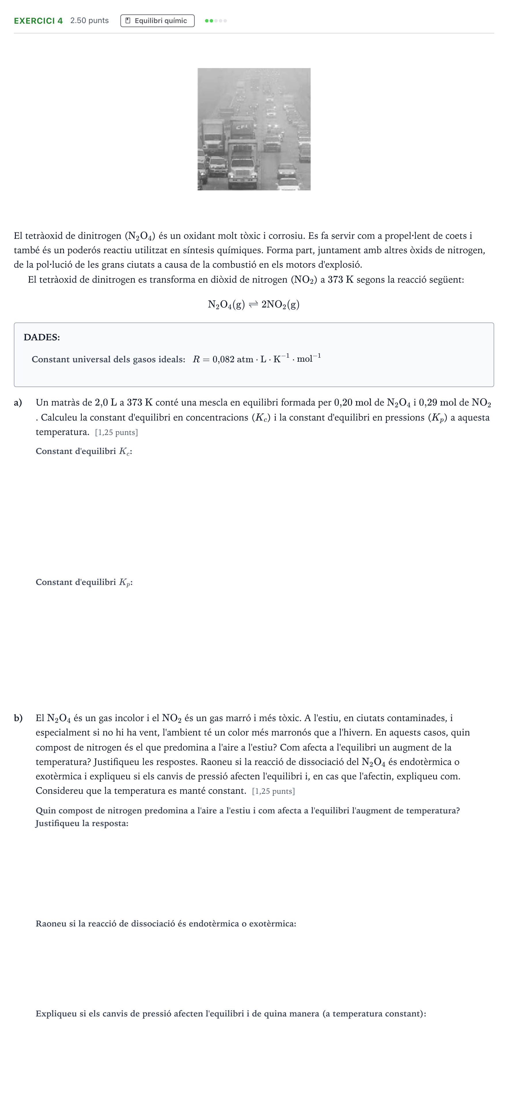 Enunciado: Problema 4 · Química Selectividad Cataluña Setembre Serie 3 2024