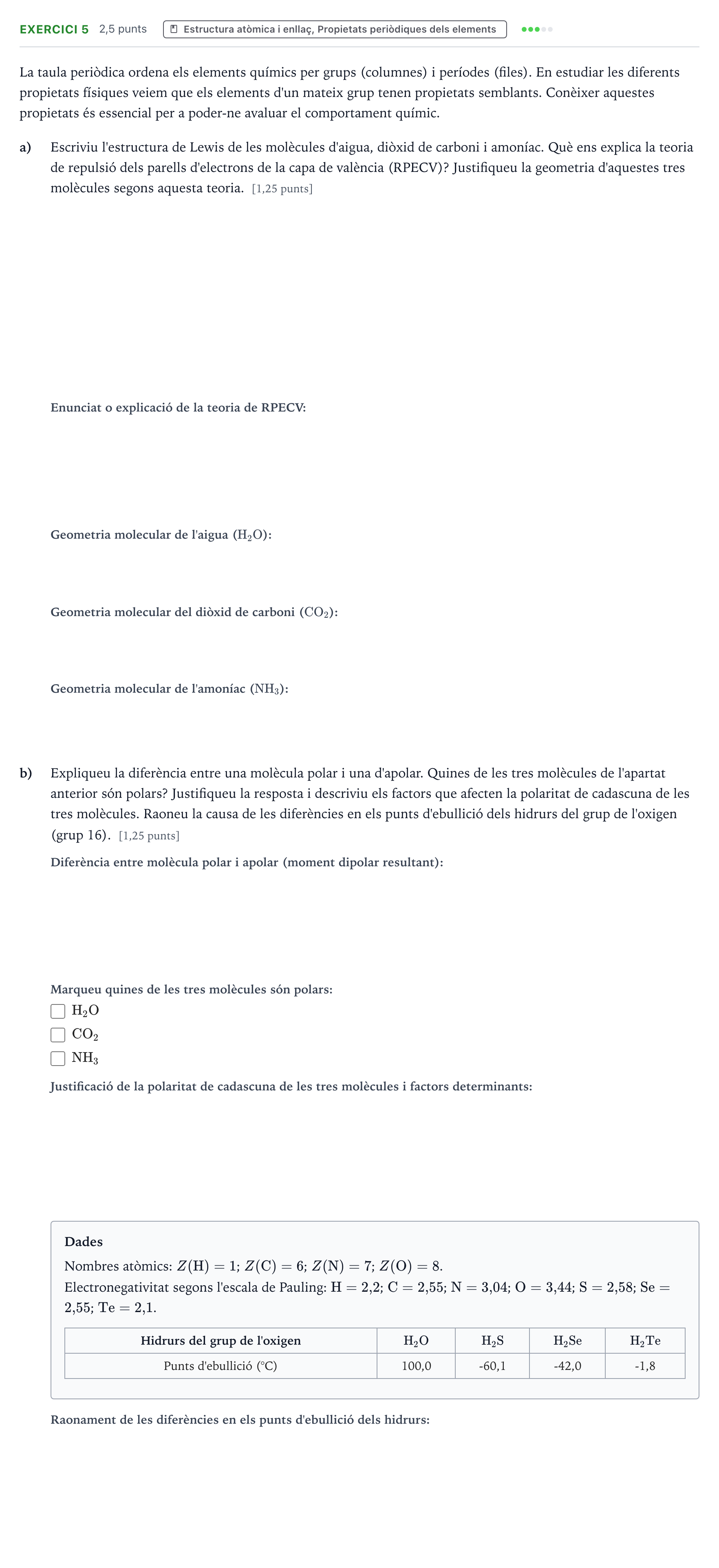 Enunciado: Problema 5 · Química Selectividad Cataluña Setembre Serie 3 2024