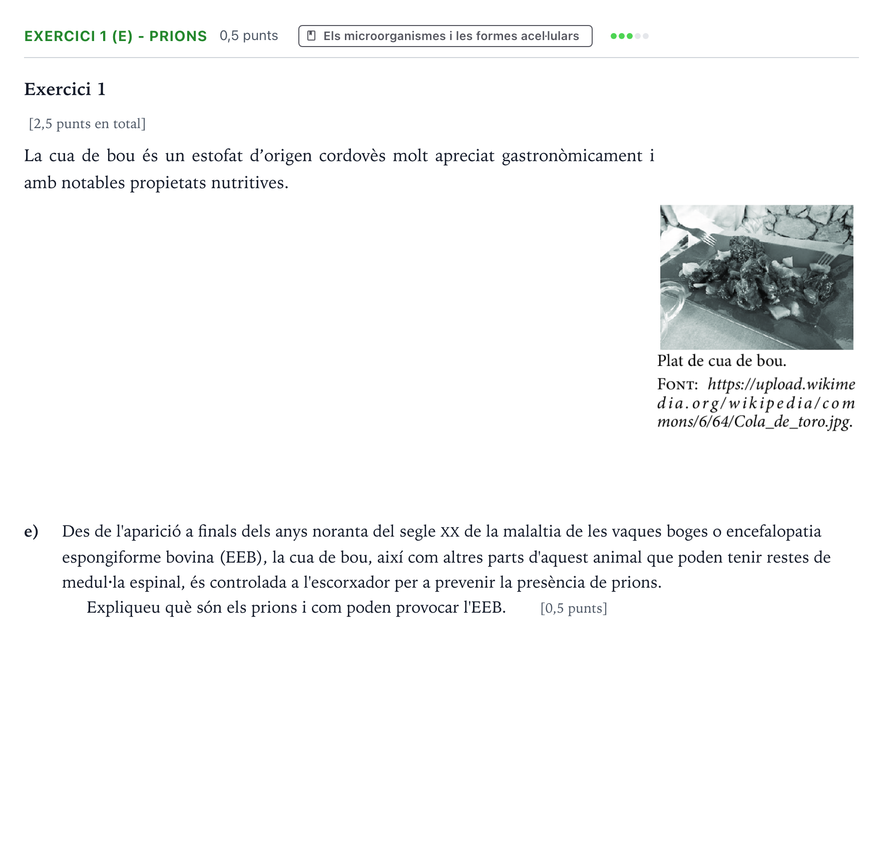 Enunciado: Exercici 1 (e) - Prions · Biología Selectividad Cataluña Juny Serie 4 2025