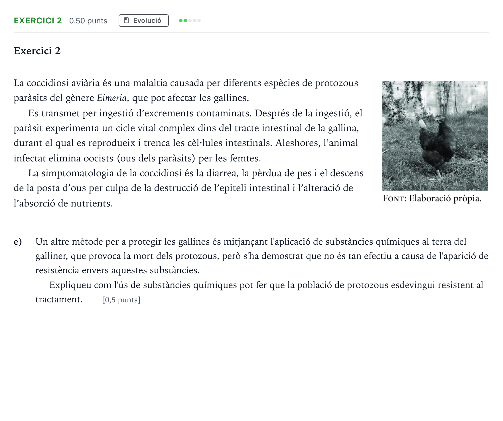 Enunciado: Exercici 2 - Evolució · Biología Selectividad Cataluña Setembre Serie 3 2025
