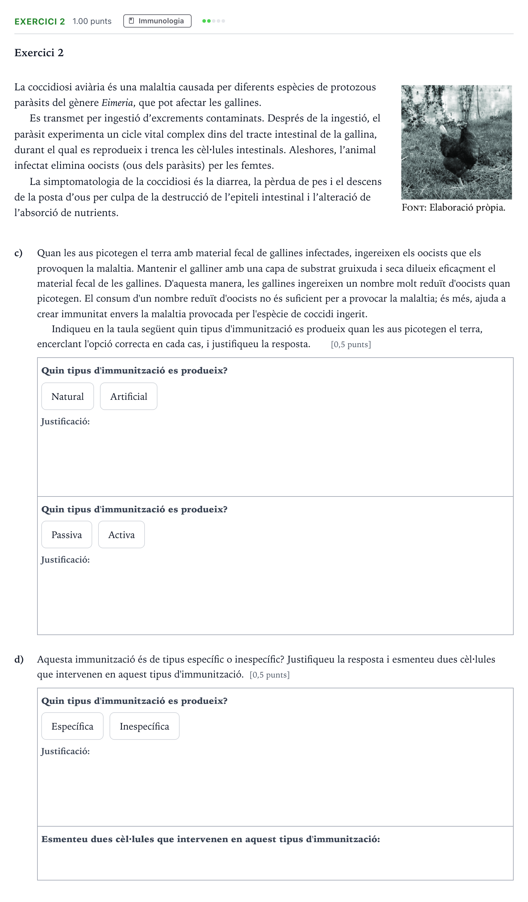 Enunciado: Exercici 2 - Immunologia · Biología Selectividad Cataluña Setembre Serie 3 2025