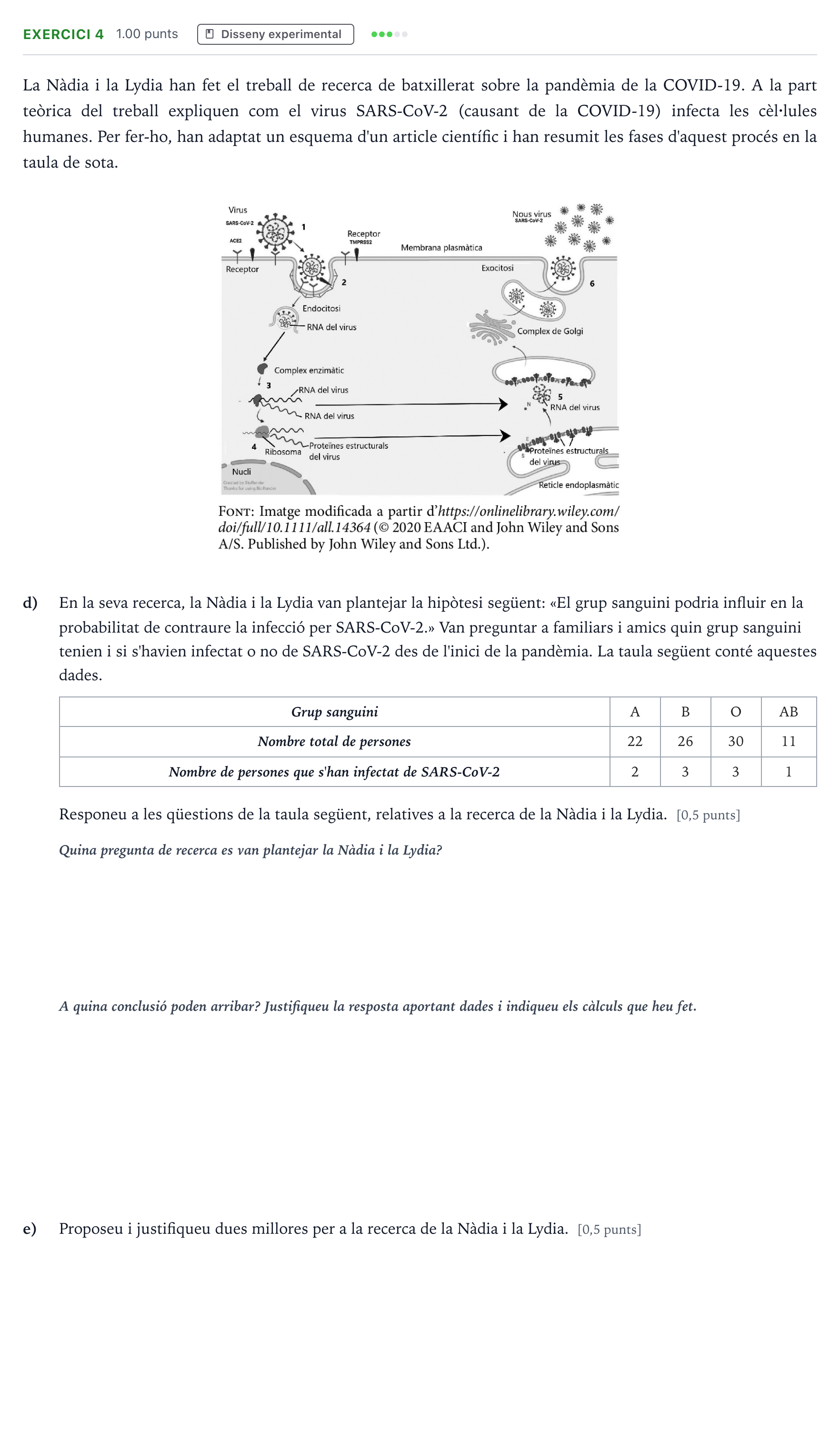 Enunciado: Exercici 4 - Disseny experimental · Biología Selectividad Cataluña Setembre Serie 3 2025