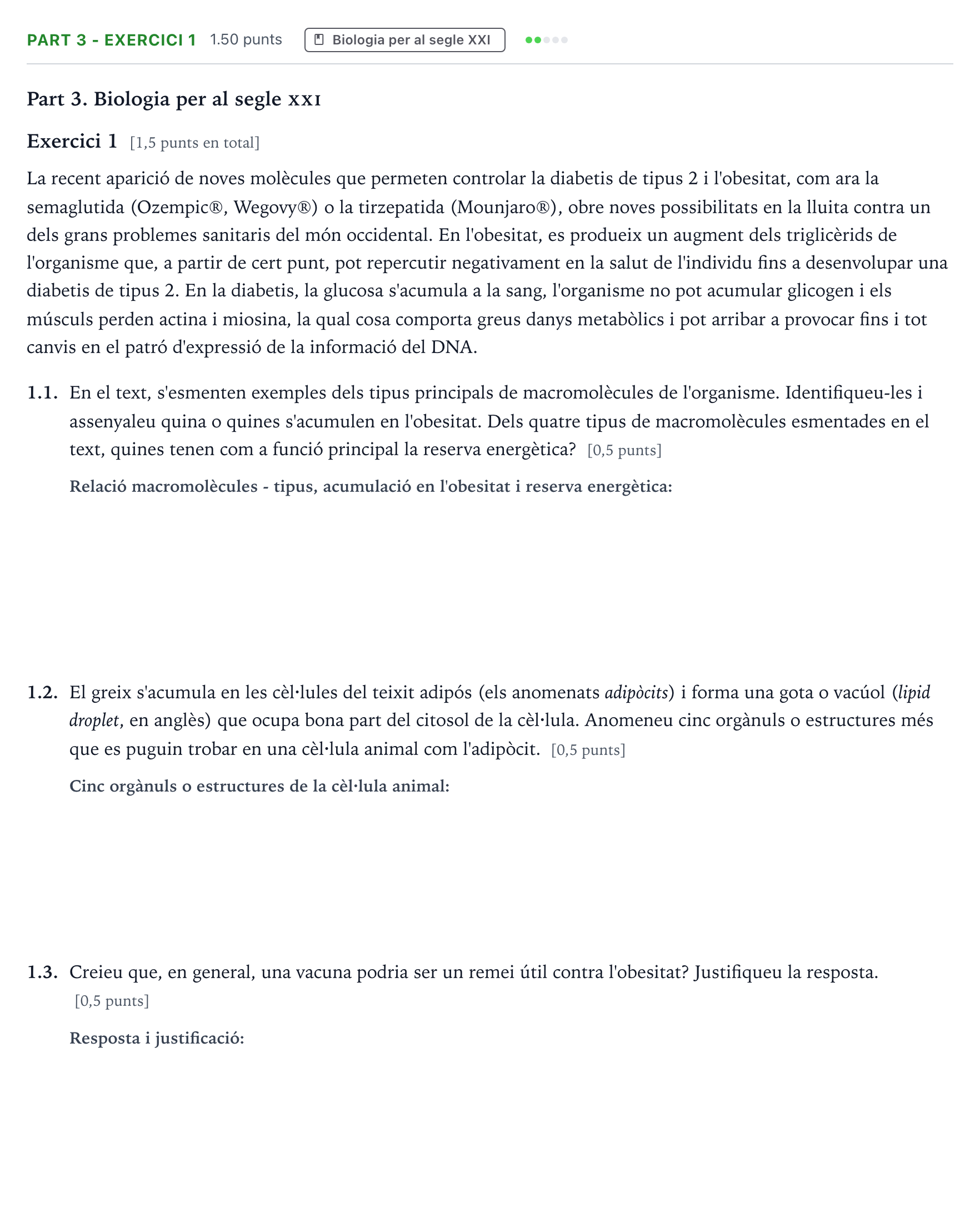 Enunciado: Part 3 - Exercici 1 · Ciencias Generales Selectividad Cataluña Juny Serie 1 2025