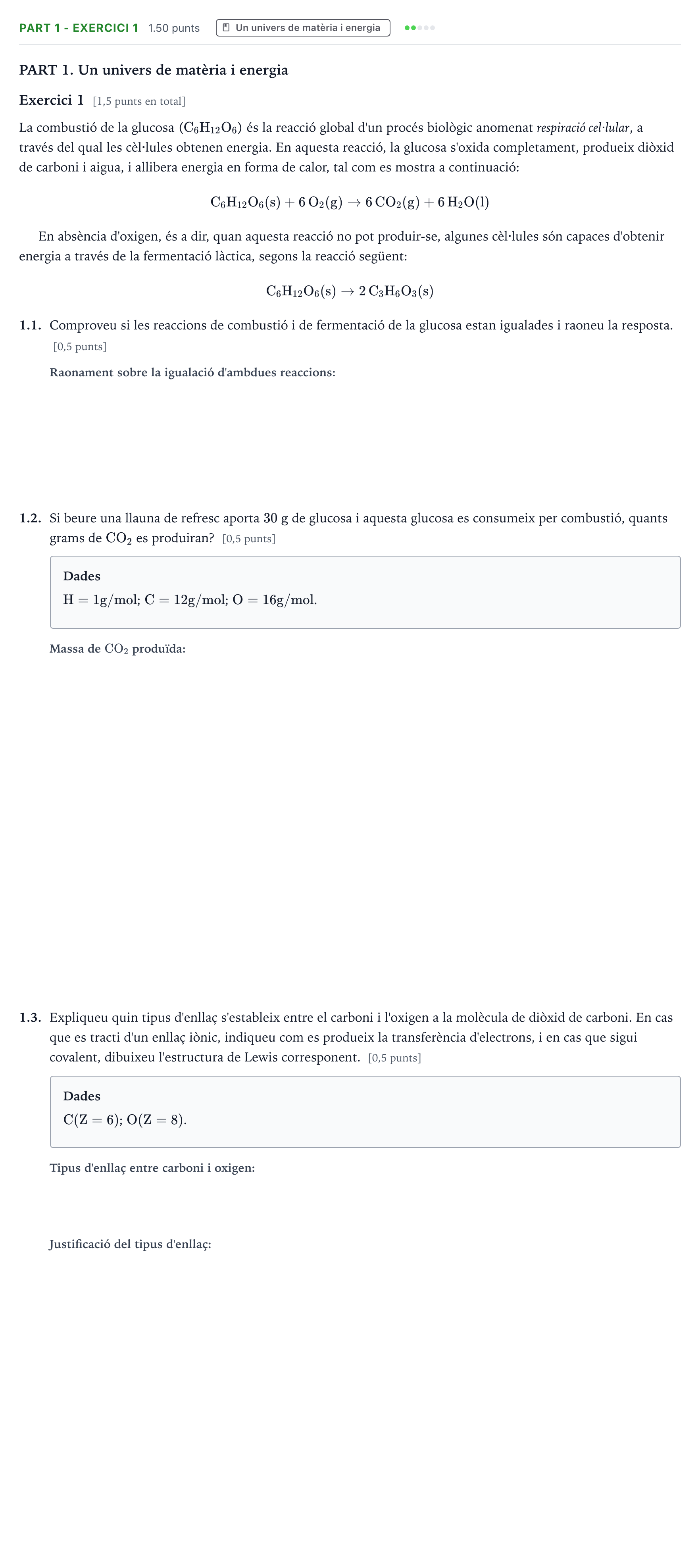 Enunciado: Part 1 - Exercici 1 · Ciencias Generales Selectividad Cataluña Juny Serie 4 2025