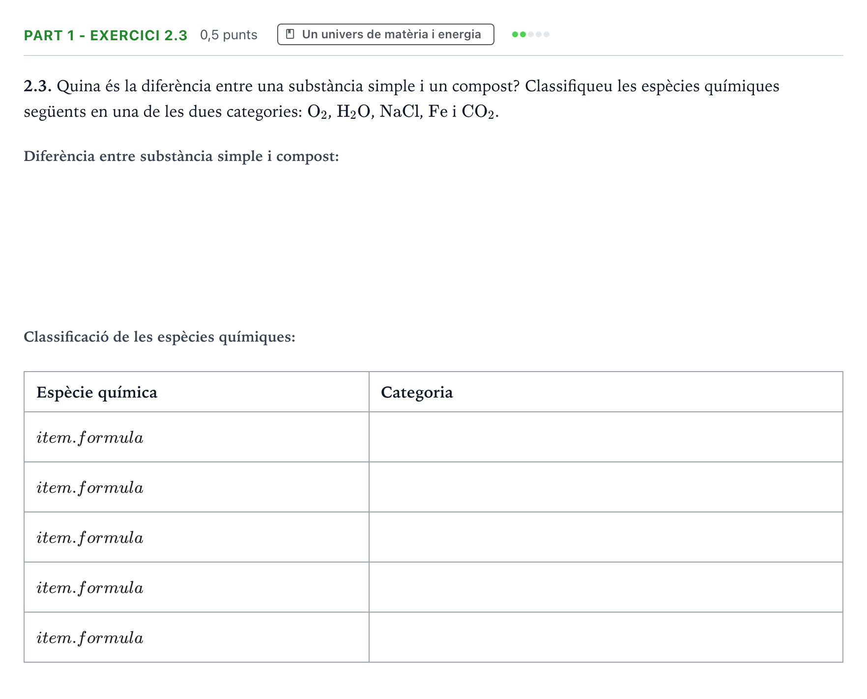 Enunciado: Part 1 - Exercici 2.3 · Ciencias Generales Selectividad Cataluña Setembre Serie 3 2025