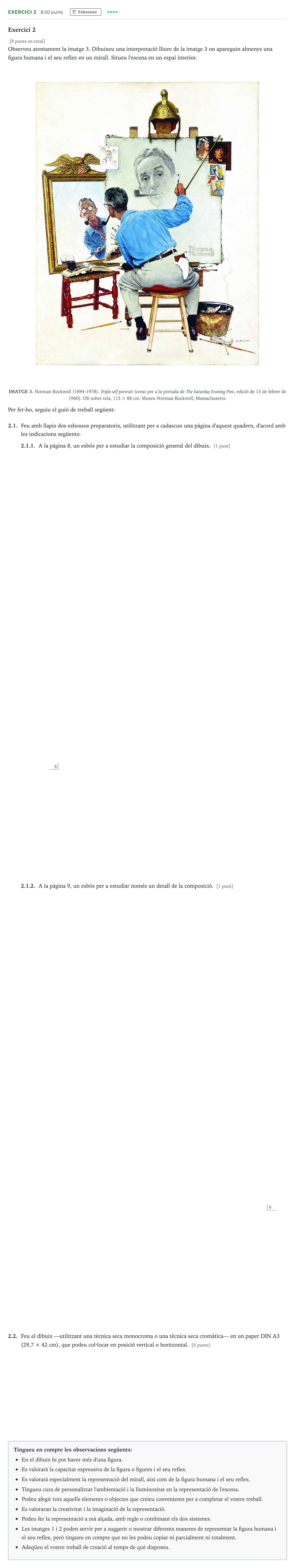 Enunciado: Exercici 2 · Dibujo Artístico Selectividad Cataluña Setembre Serie 3 2025
