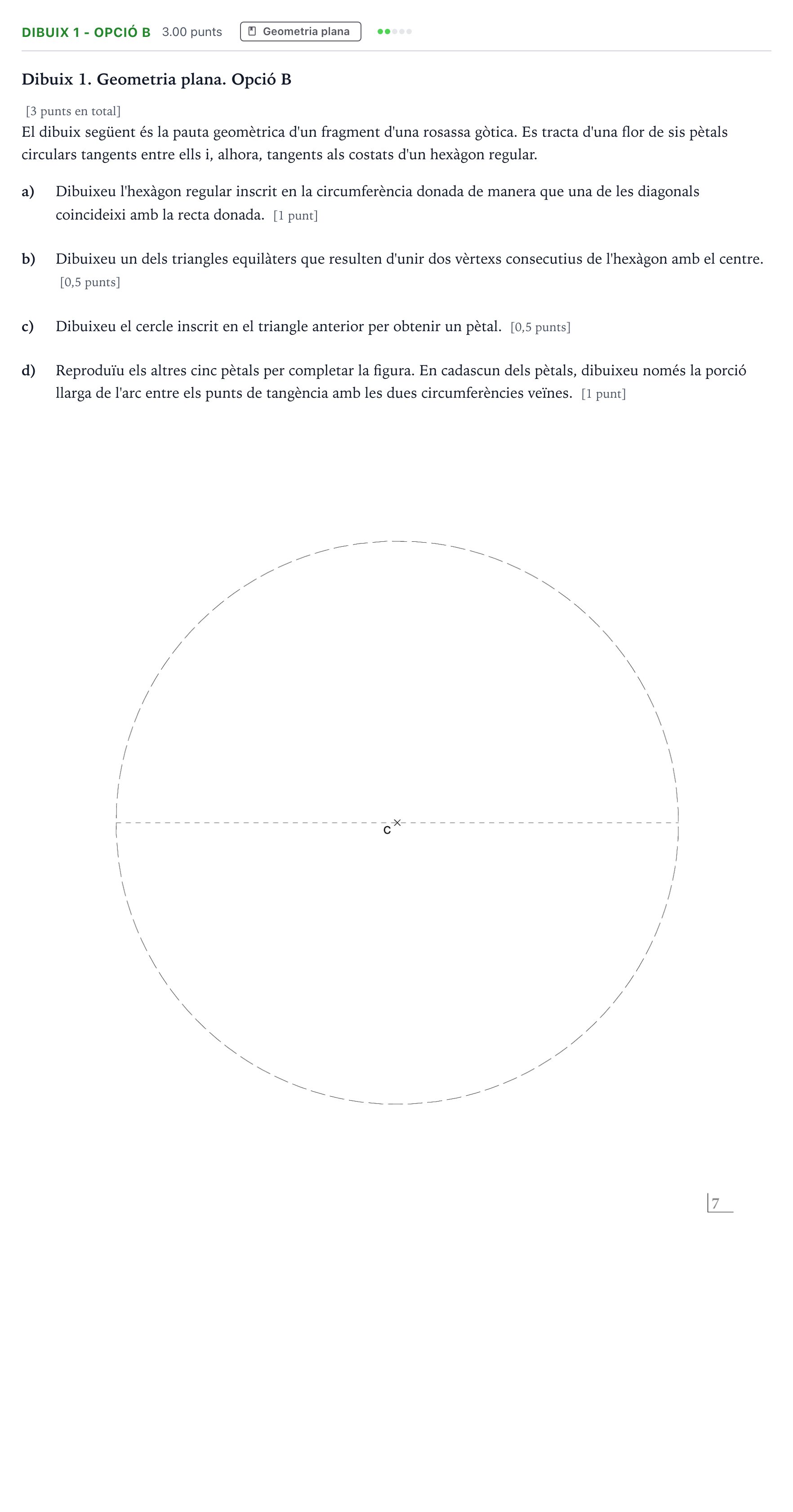 Enunciado: Ejercicio Dibuix 1 - Opció B · Dibujo técnico II Selectividad Cataluña Juny Serie 4 2025
