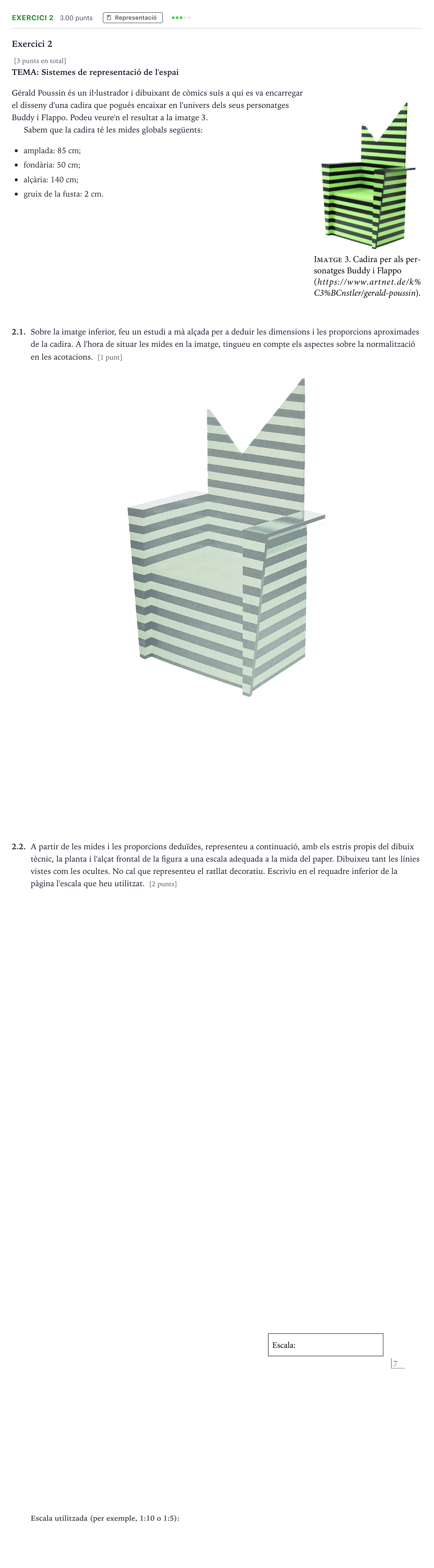 Enunciado: Exercici 2 · Dibujo Técnico Aplicado a las Artes Plásticas y al Diseño Selectividad Cataluña Juny Serie 1 2025
