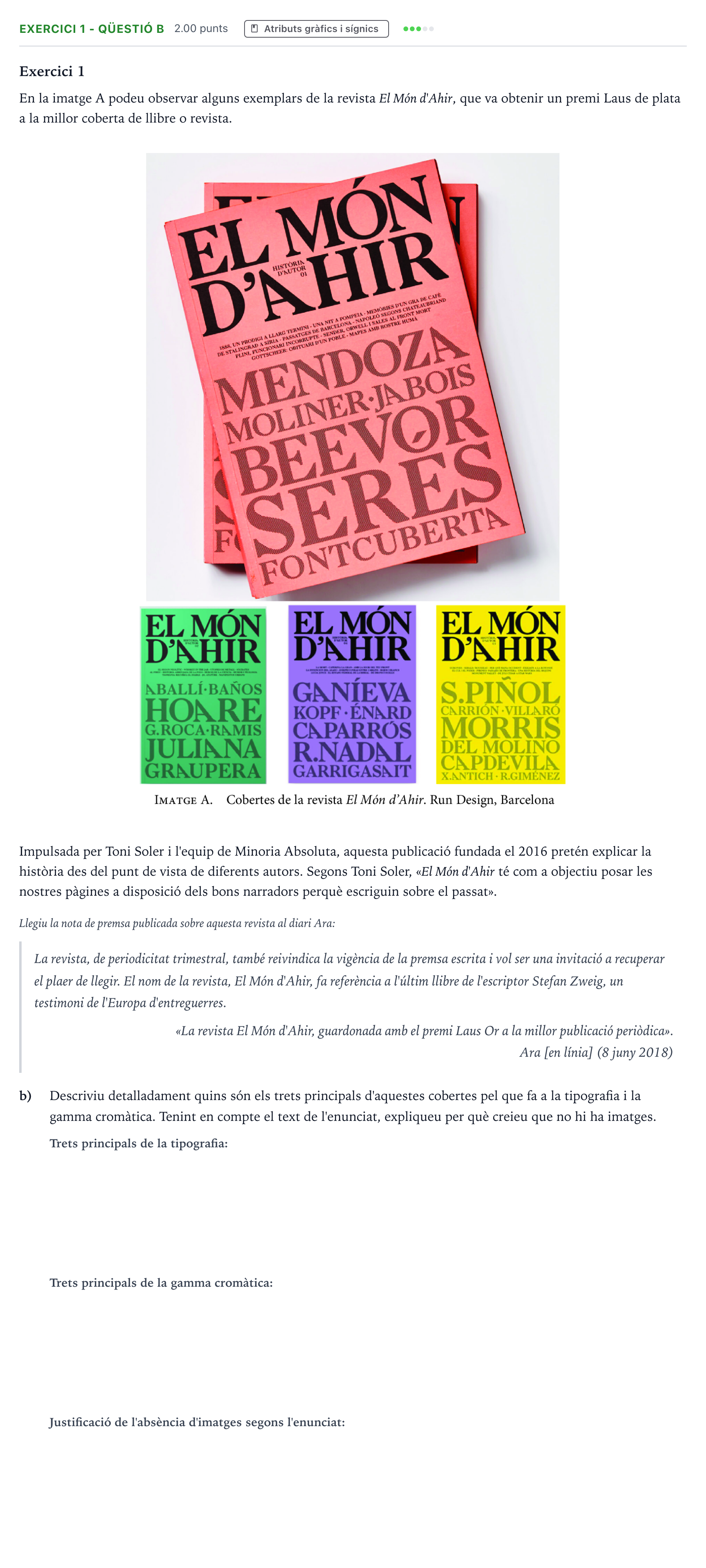 Enunciado: Exercici 1 - Qüestió b · Diseño Selectividad Cataluña Juny Serie 1 2025