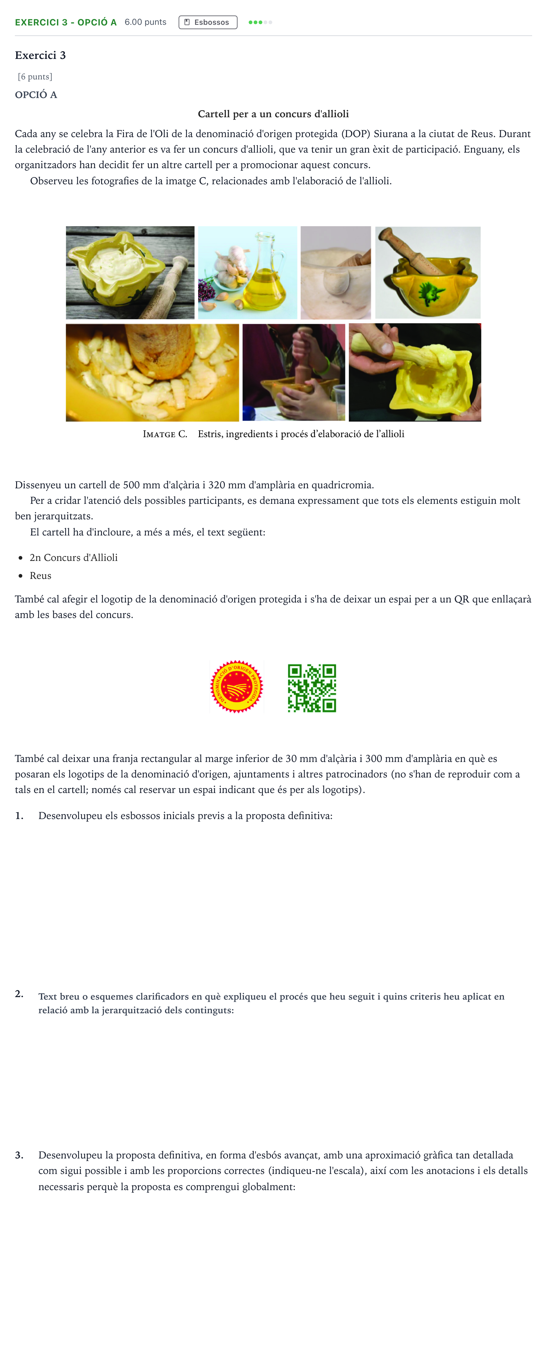 Enunciado: Exercici 3 - Opció A · Diseño Selectividad Cataluña Juny Serie 1 2025