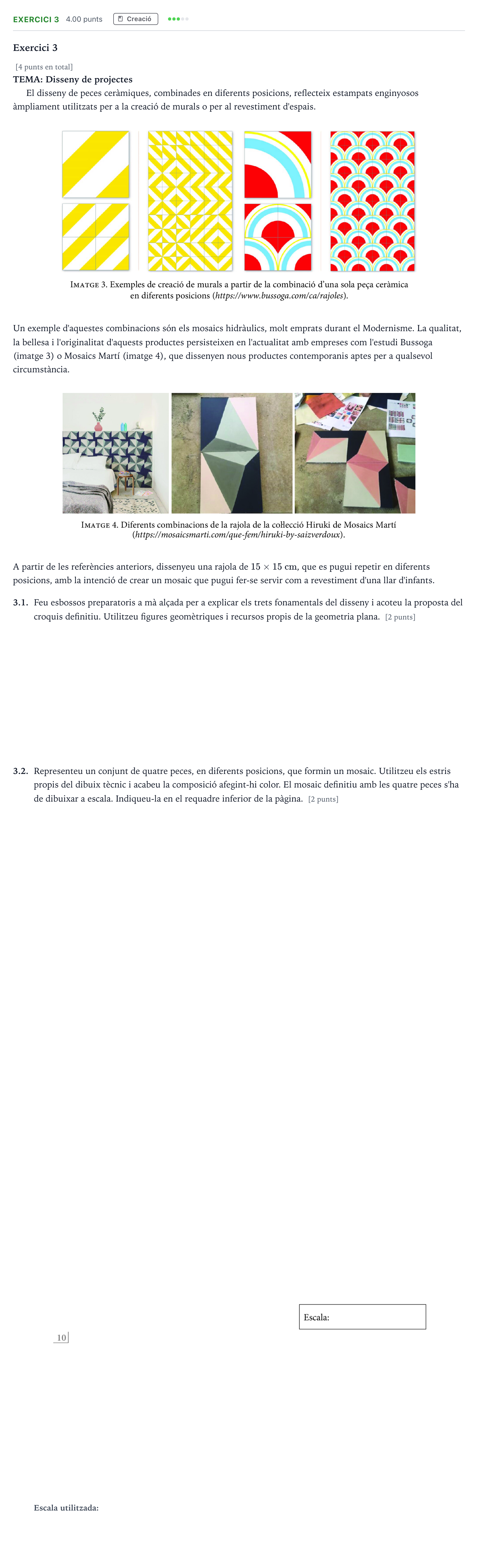 Enunciado: Exercici 3 · Dibujo Técnico Aplicado a las Artes Plásticas y al Diseño Selectividad Cataluña Setembre Serie 3 2025