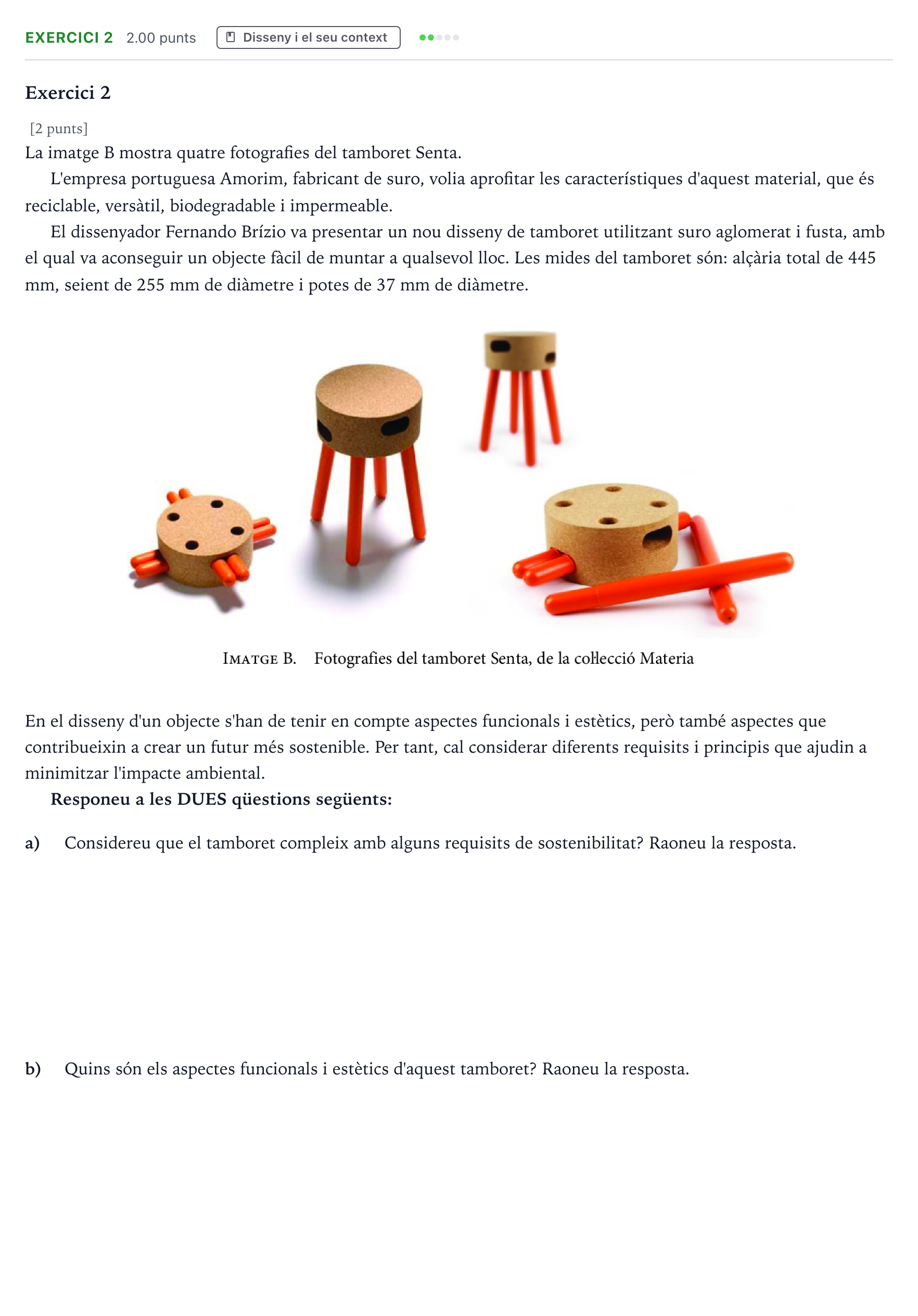 Enunciado: Exercici 2 · Diseño Selectividad Cataluña Juny Serie 4 2025