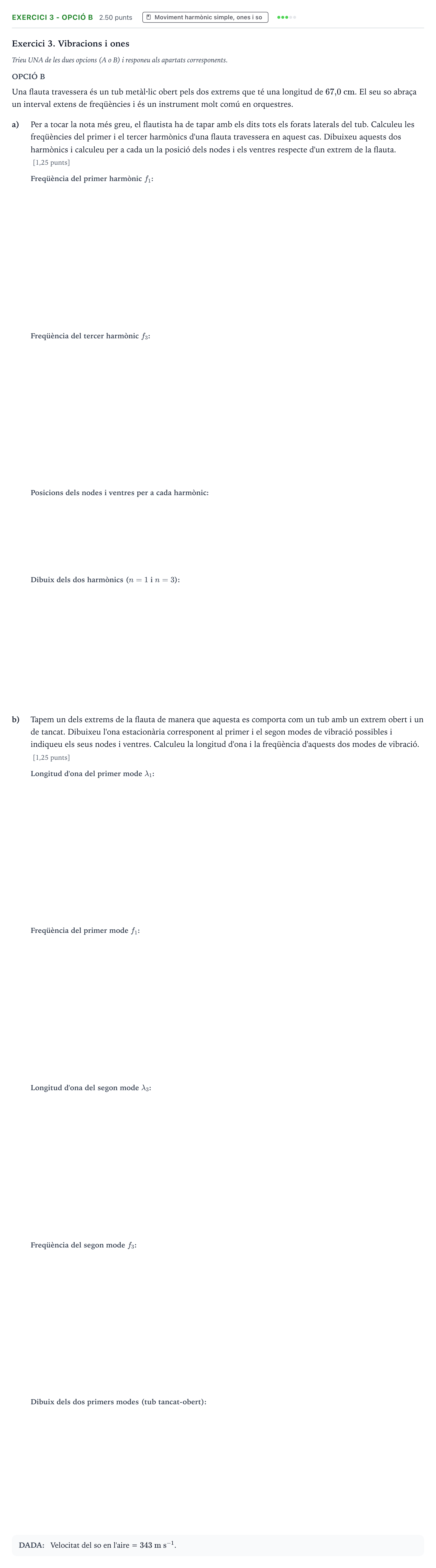 Enunciado: Exercici 3 - Opció B · Física Selectividad Cataluña Juny Serie 1 2025