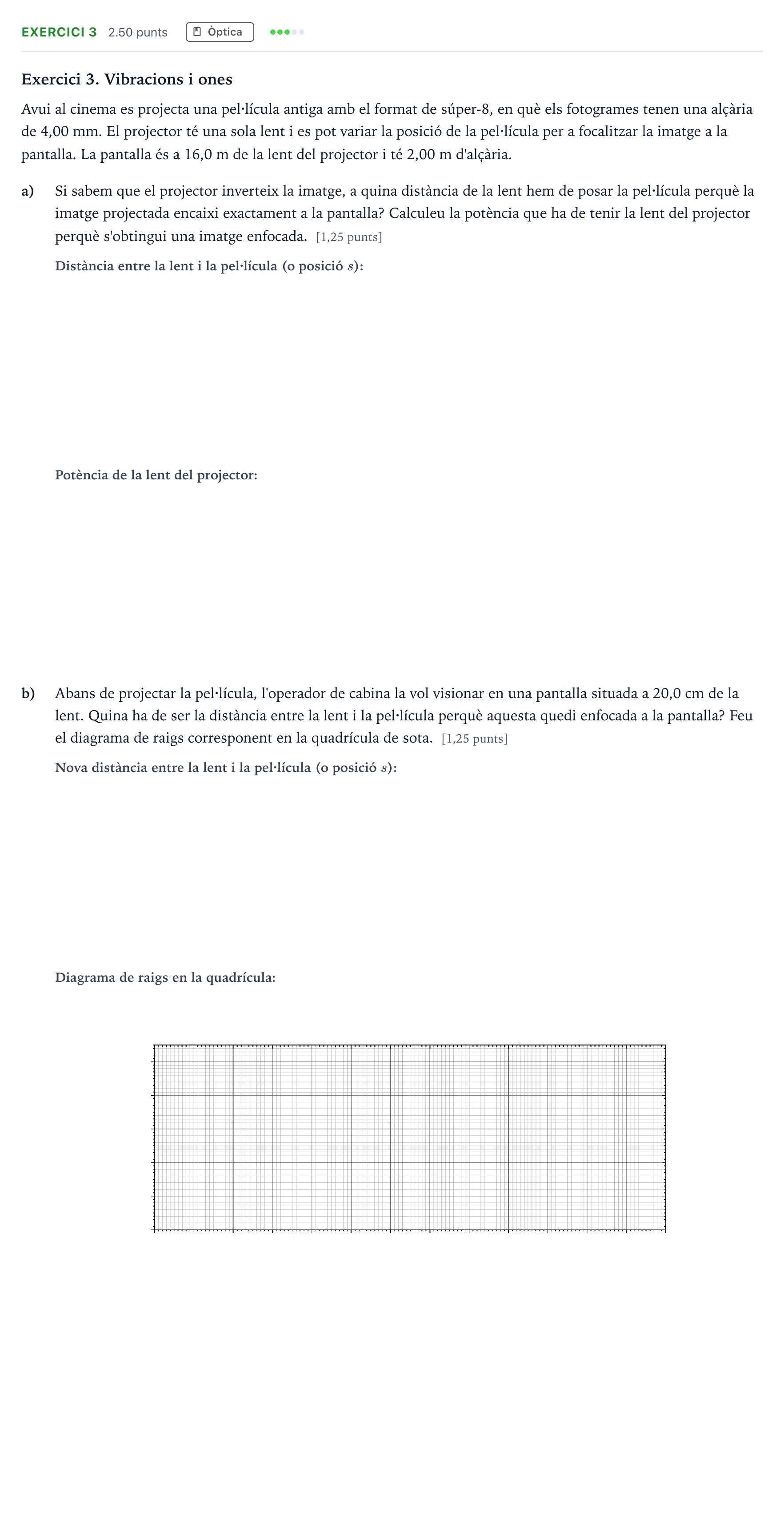 Enunciado: Exercici 3 · Física Selectividad Cataluña Juny Serie 4 2025