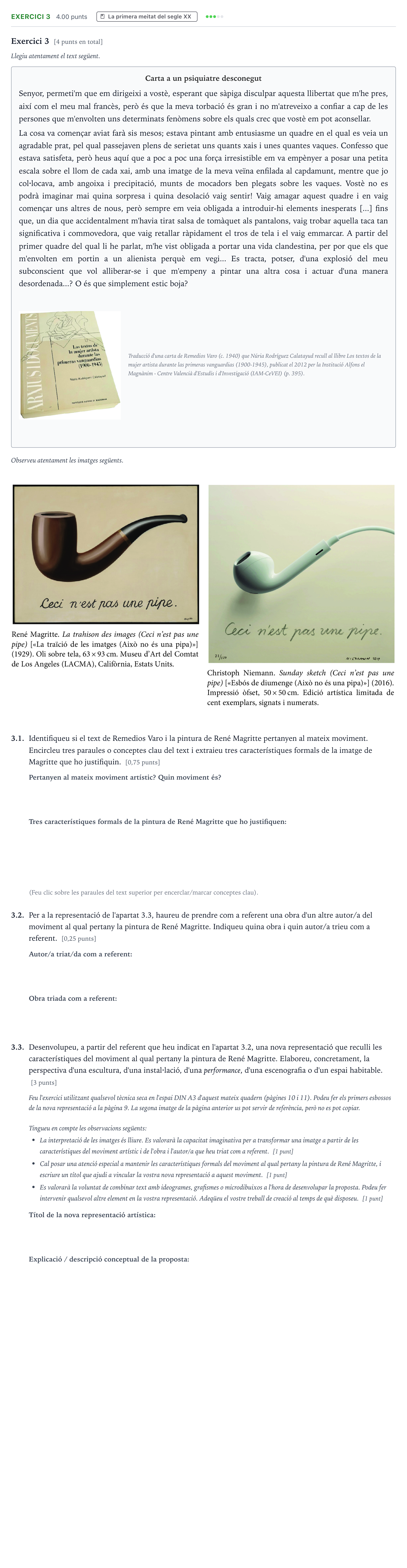Enunciado: Exercici 3 · Fundamentos Artísticos Selectividad Cataluña Juny Serie 1 2025