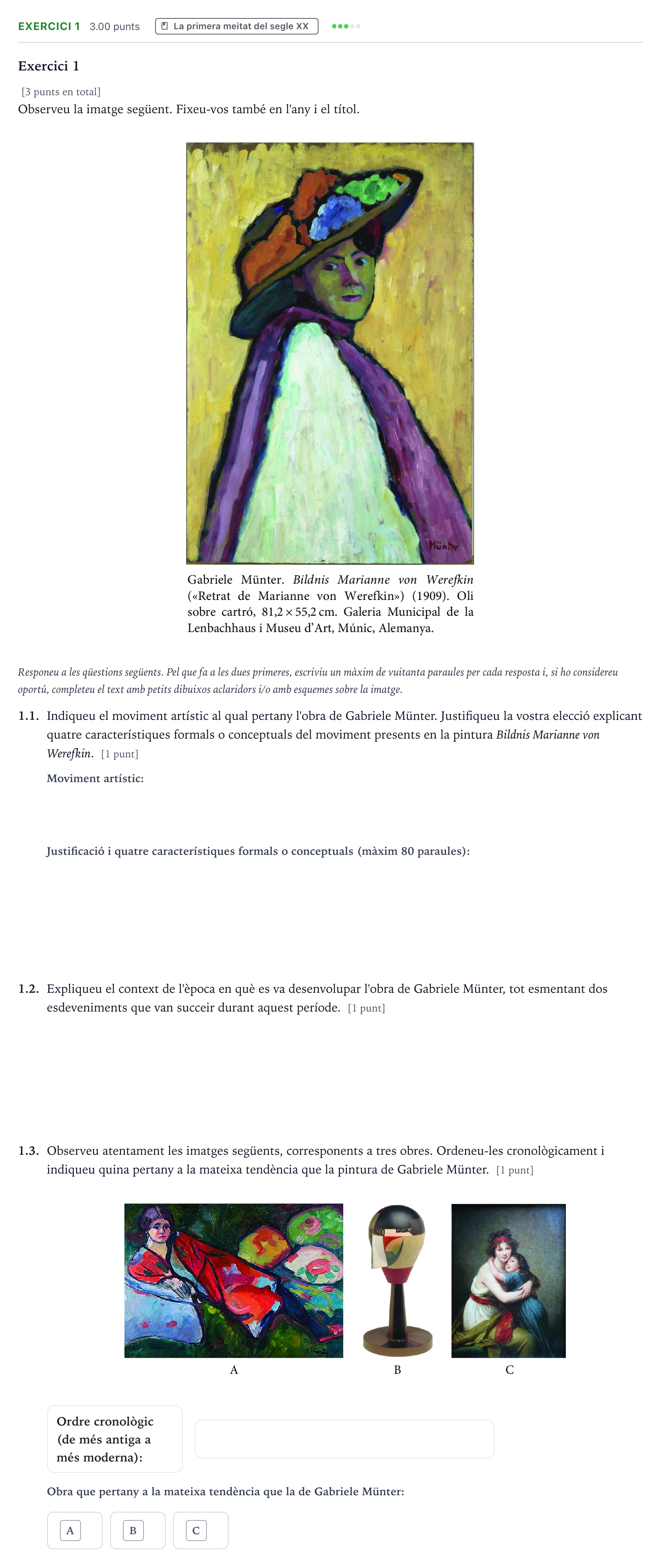 Enunciado: Exercici 1 · Fundamentos Artísticos Selectividad Cataluña Setembre Serie 3 2025