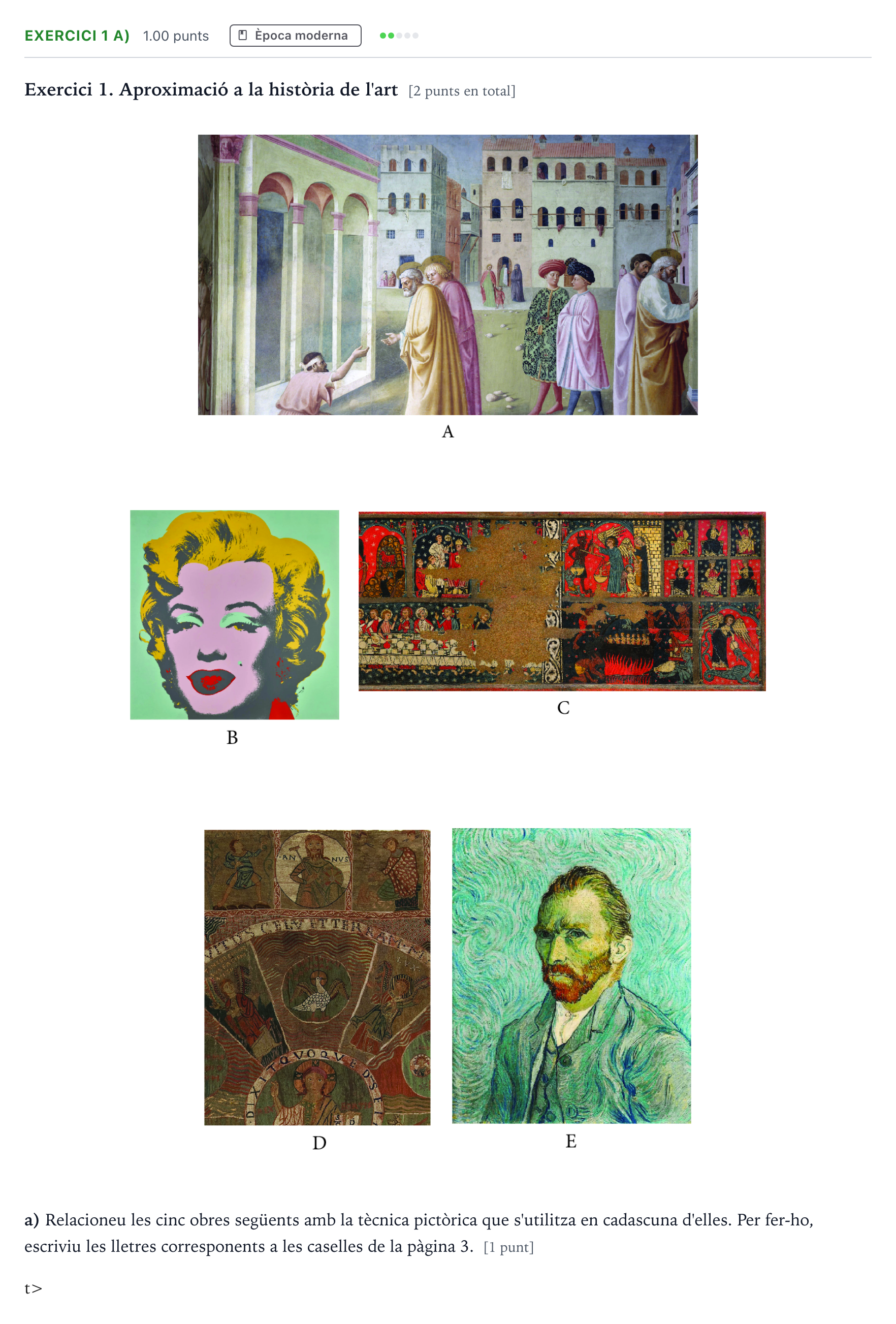 Enunciado: Exercici 1 a) · Historia del Arte Selectividad Cataluña Juny Serie 1 2025