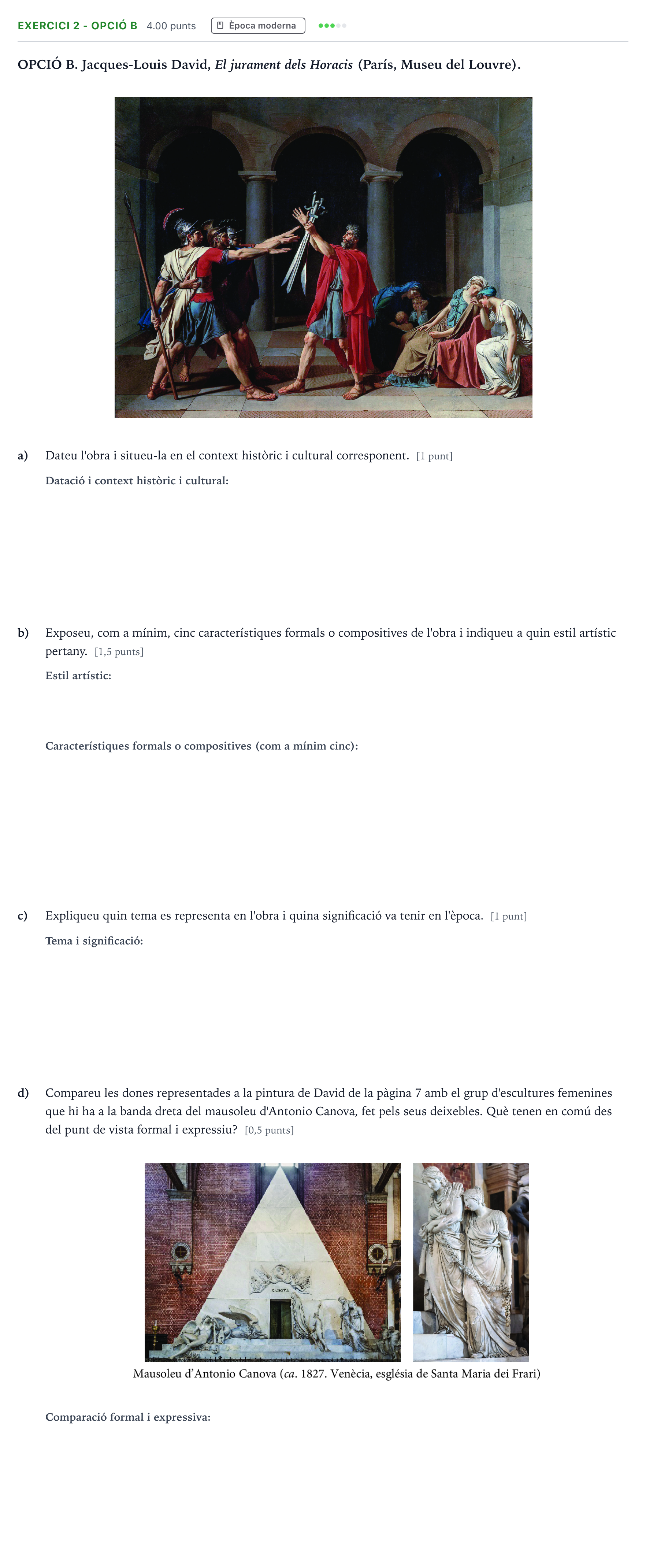 Enunciado: Exercici 2 - Opció B · Historia del Arte Selectividad Cataluña Juny Serie 1 2025