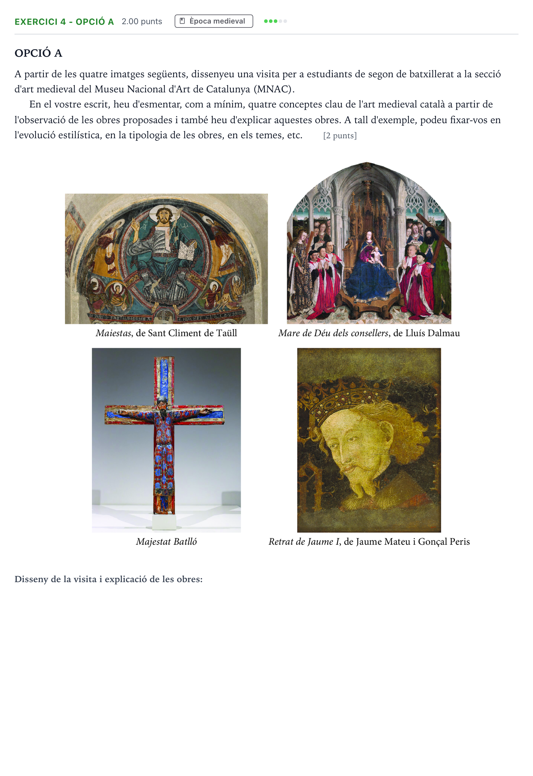Enunciado: Exercici 4 - Opció A · Historia del Arte Selectividad Cataluña Setembre Serie 3 2025