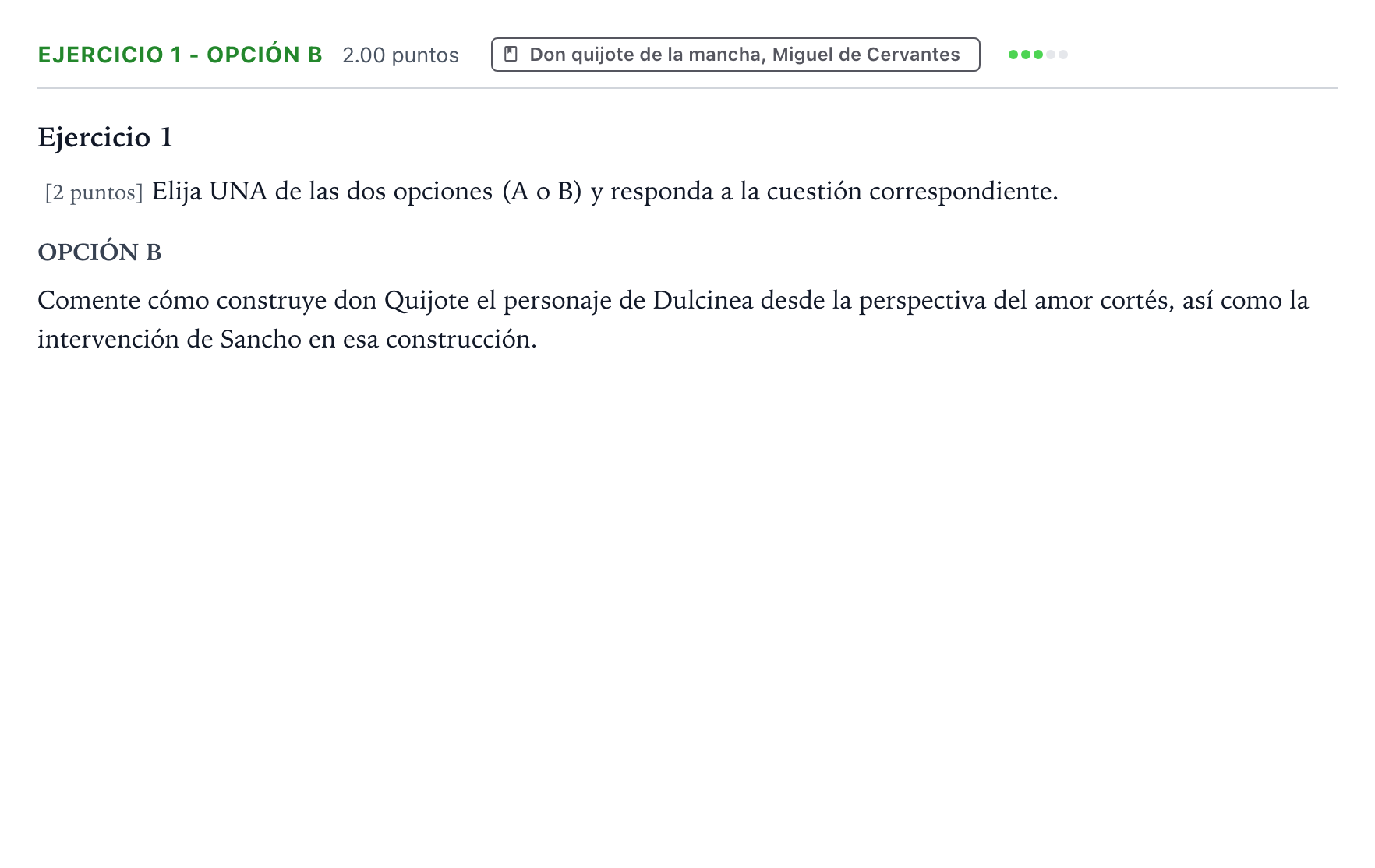 Enunciado: Ejercicio 1 - Opción B · Literatura castellana Selectividad Cataluña Juny Serie 1 2025