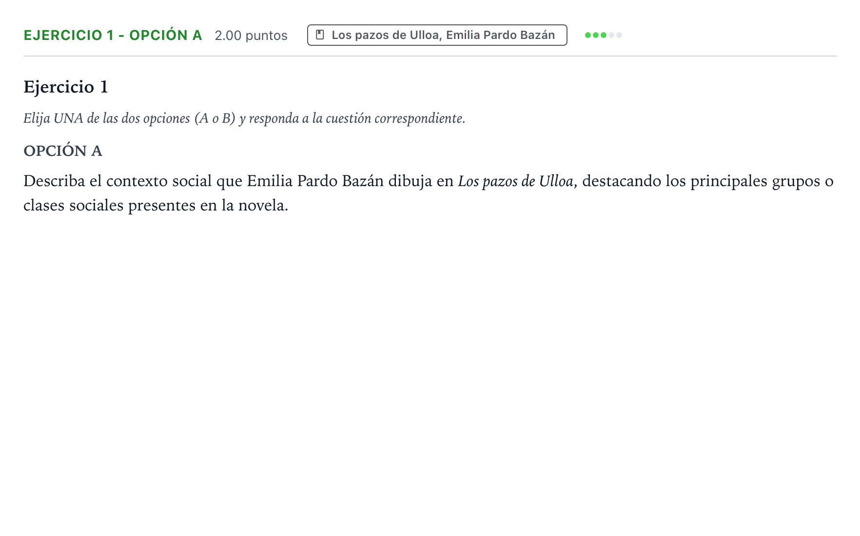 Enunciado: Ejercicio 1 - Opción A · Literatura castellana Selectividad Cataluña Juny Serie 4 2025