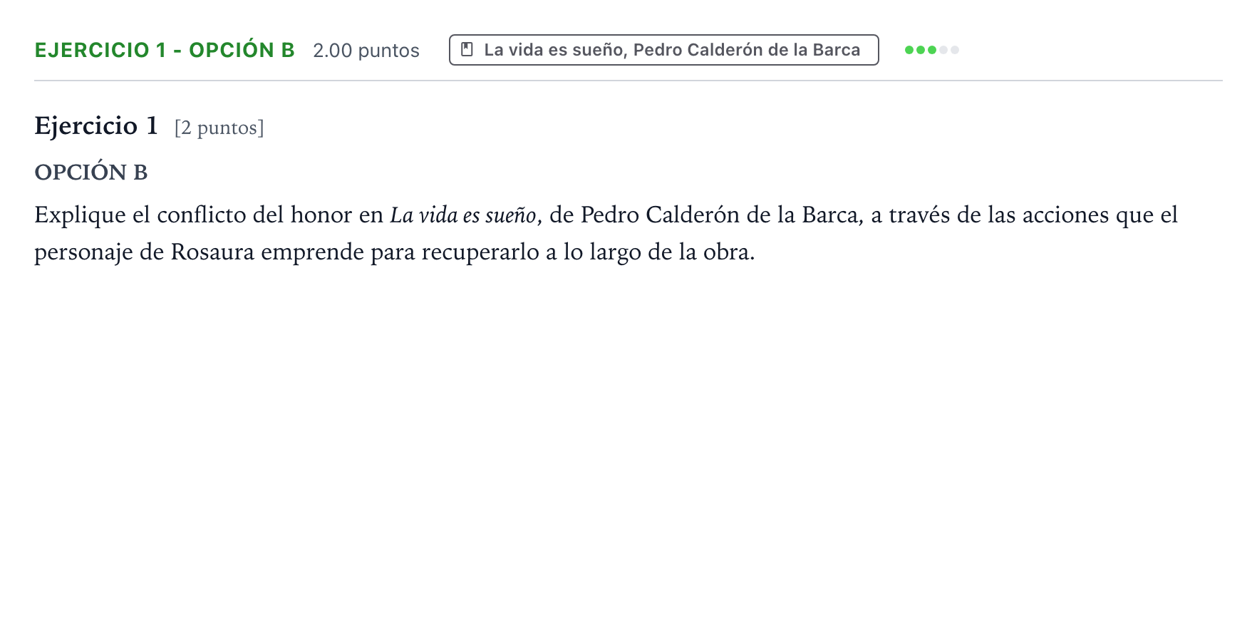 Enunciado: Ejercicio 1 - Opción B · Literatura castellana Selectividad Cataluña Setembre Serie 3 2025