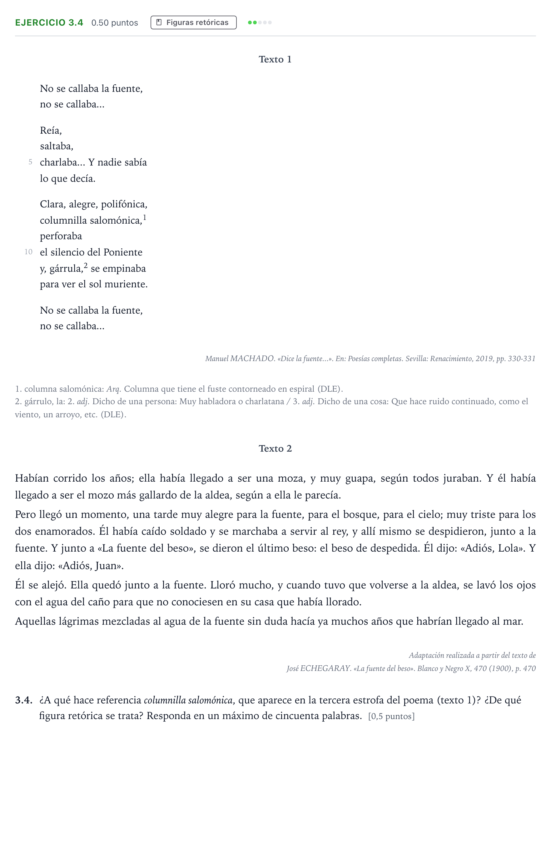 Enunciado: Ejercicio 3.4 · Lengua Castellana y Literatura II Selectividad Cataluña Juny Serie 4 2025