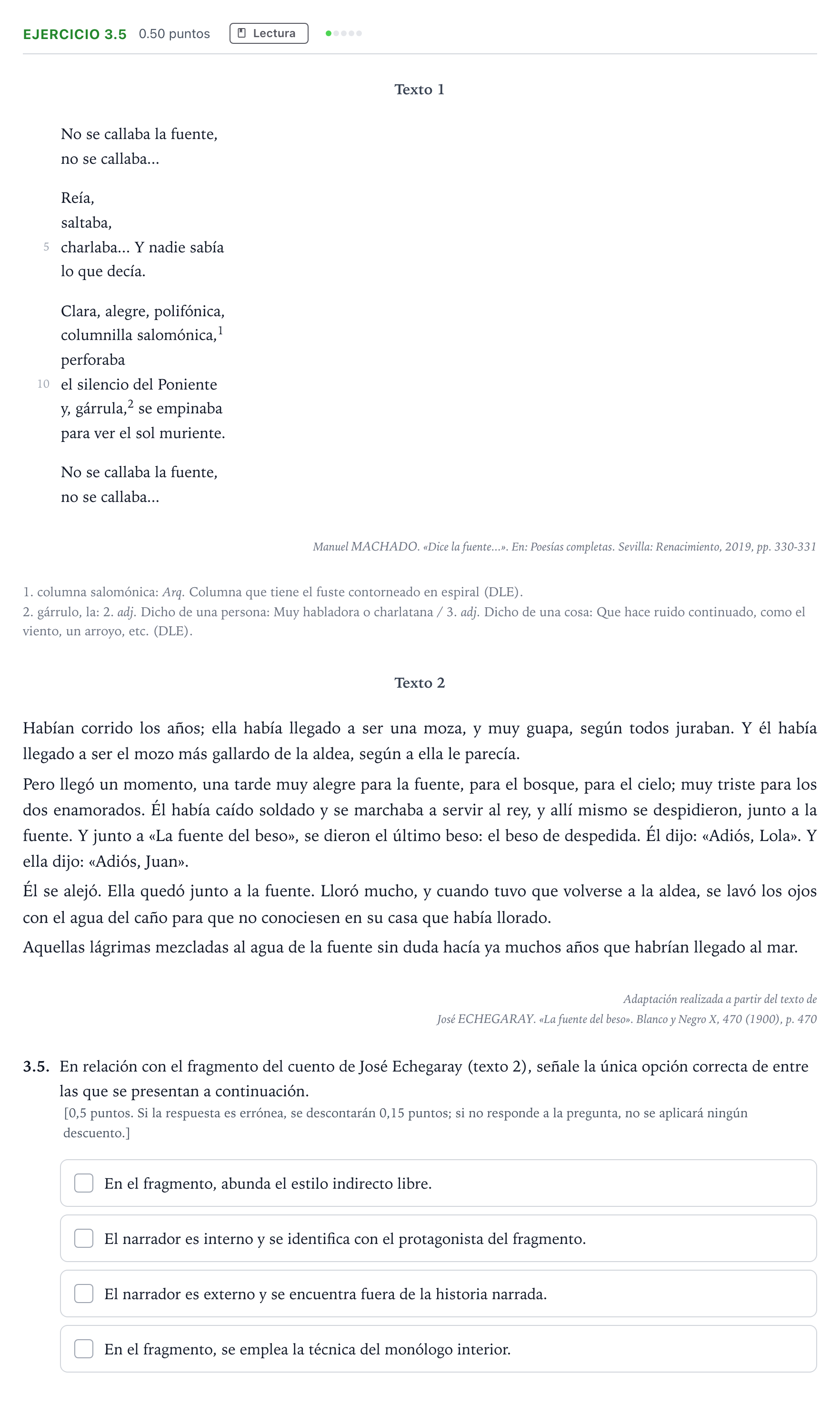 Enunciado: Ejercicio 3.5 · Lengua Castellana y Literatura II Selectividad Cataluña Juny Serie 4 2025