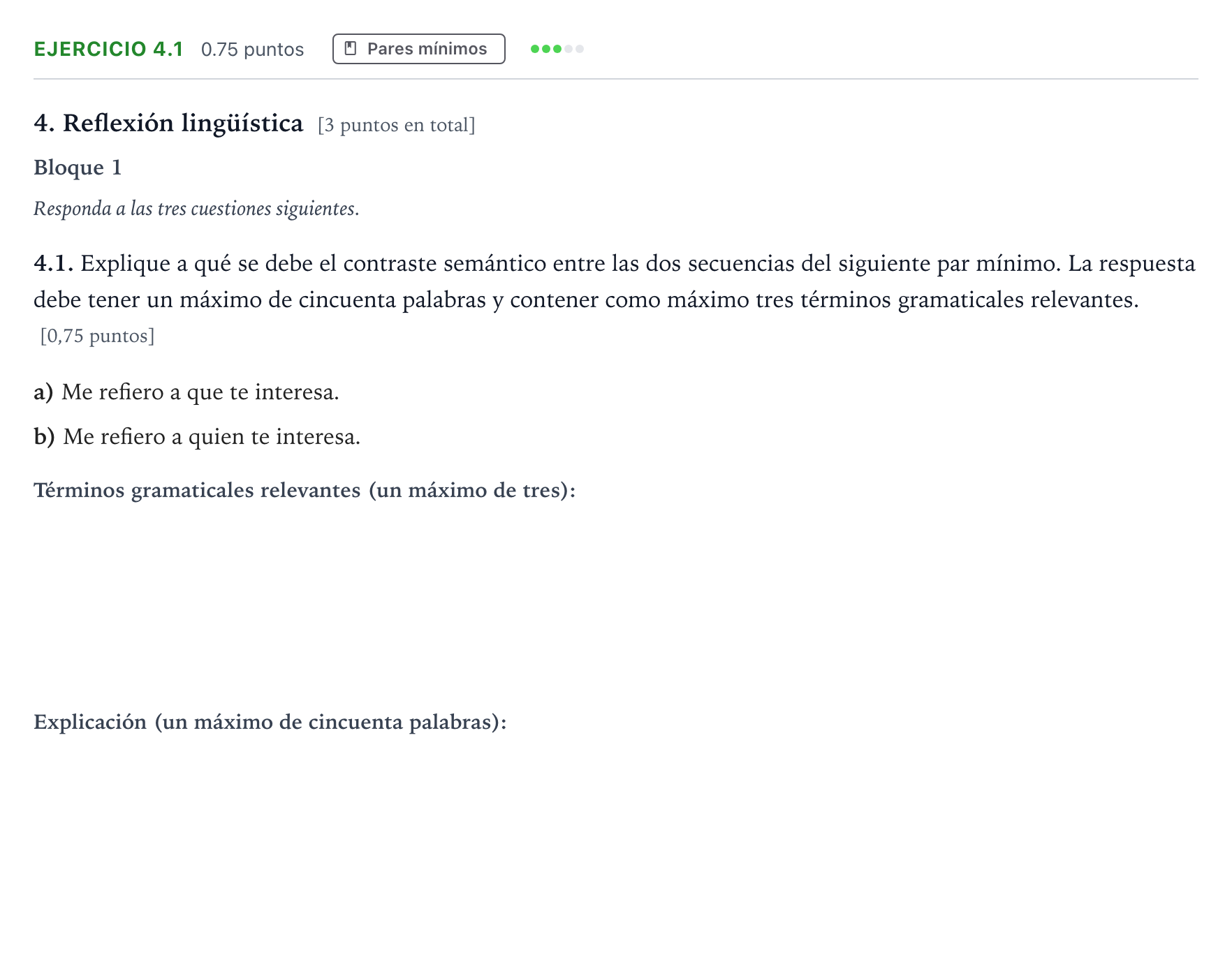Enunciado: Ejercicio 4.1 · Lengua Castellana y Literatura II Selectividad Cataluña Juny Serie 4 2025