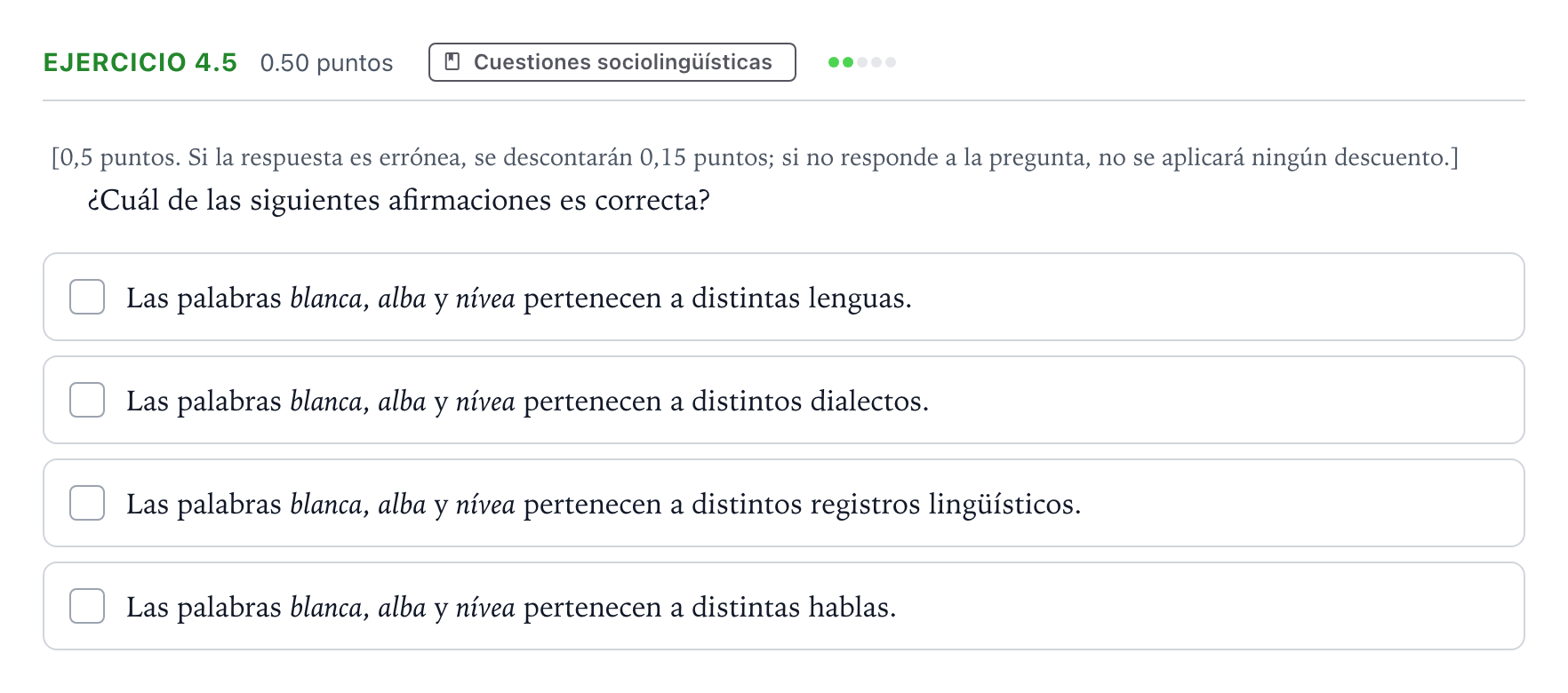 Enunciado: Ejercicio 4.5 · Lengua Castellana y Literatura II Selectividad Cataluña Juny Serie 4 2025