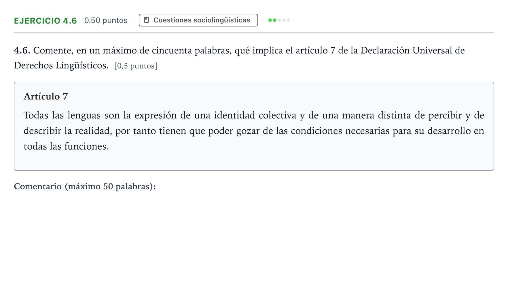 Enunciado: Ejercicio 4.6 · Lengua Castellana y Literatura II Selectividad Cataluña Juny Serie 4 2025