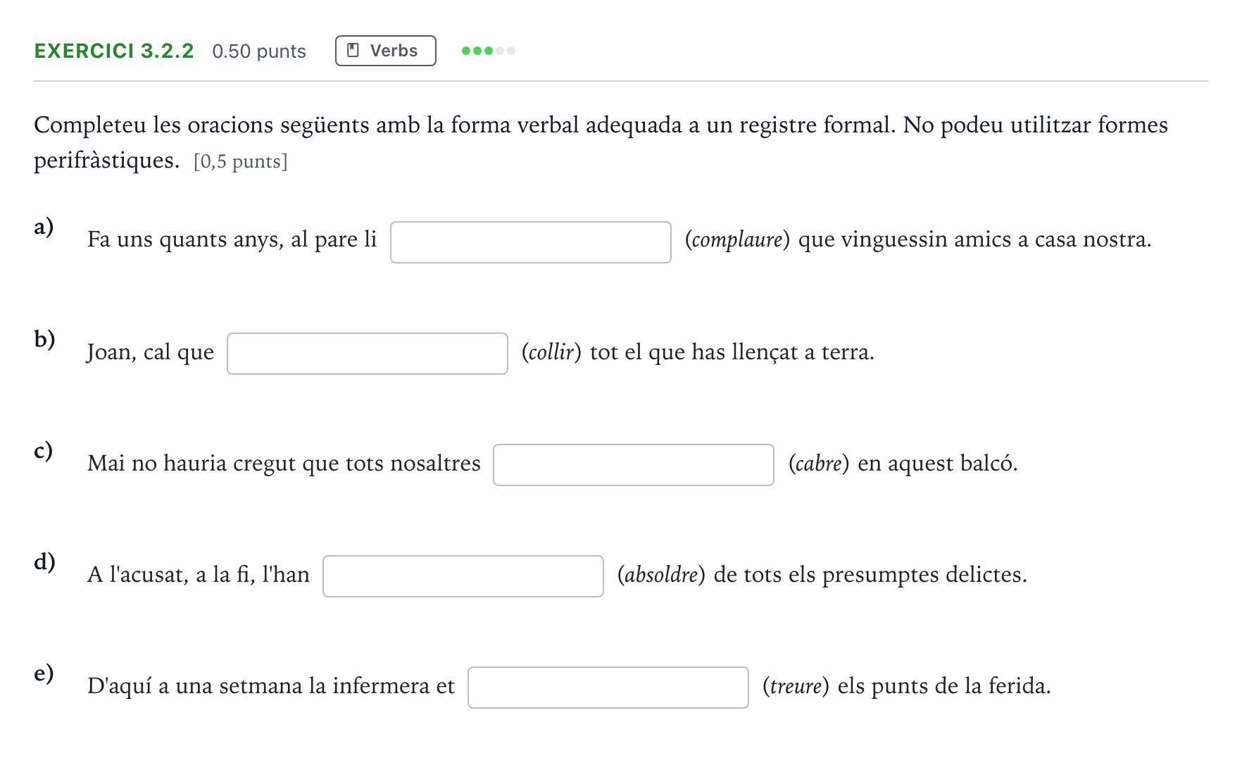 Enunciado: Ejercicio 3.2.2 · Lengua Catalana y Literatura II Selectividad Cataluña Juny Serie 1 2025