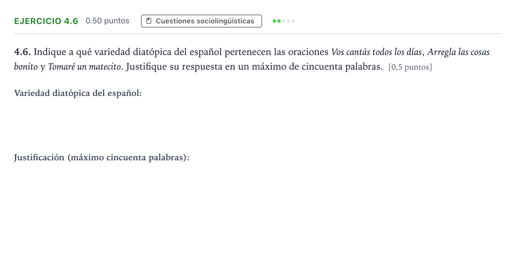 Enunciado: Ejercicio 4.6 · Lengua Castellana y Literatura II Selectividad Cataluña Setembre Serie 3 2025