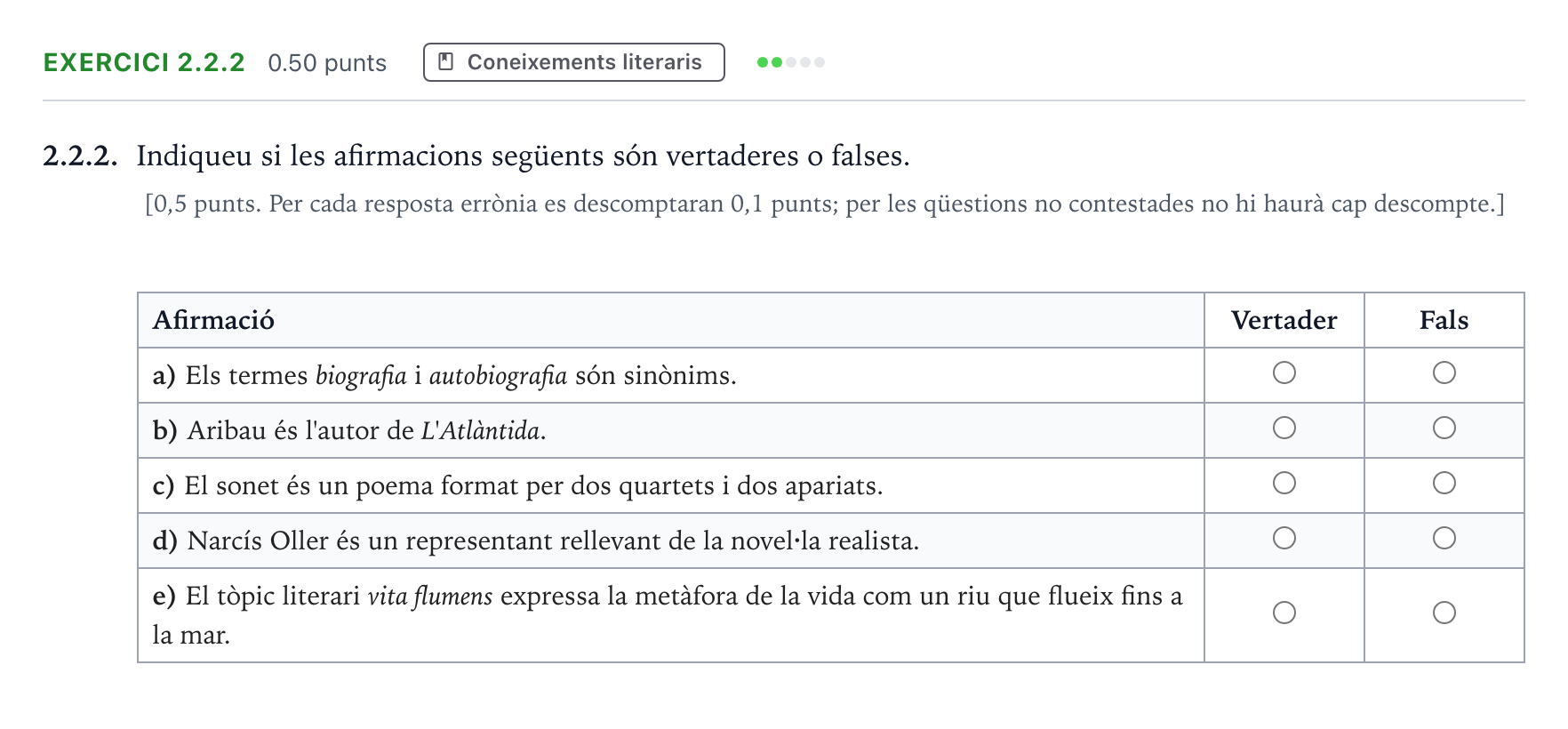 Enunciado: Ejercicio 2.2.2 · Lengua Catalana y Literatura II Selectividad Cataluña Juny Serie 4 2025