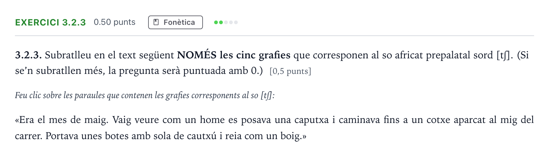 Enunciado: Ejercicio 3.2.3 · Lengua Catalana y Literatura II Selectividad Cataluña Juny Serie 4 2025