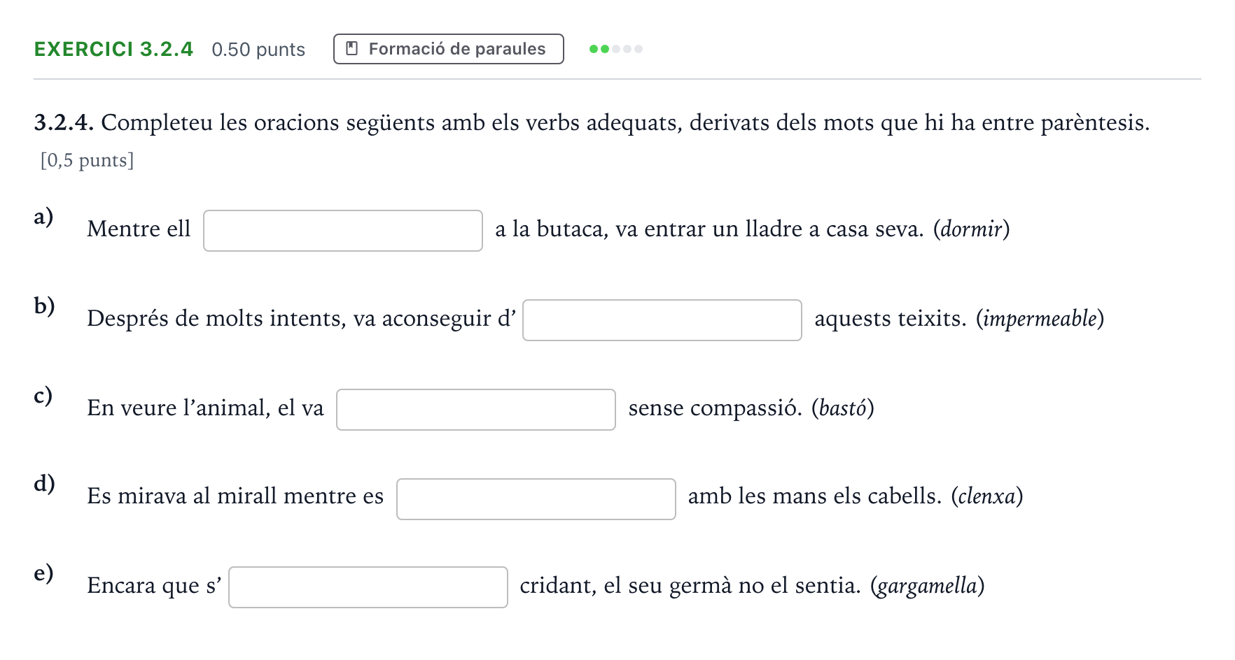 Enunciado: Ejercicio 3.2.4 · Lengua Catalana y Literatura II Selectividad Cataluña Juny Serie 4 2025